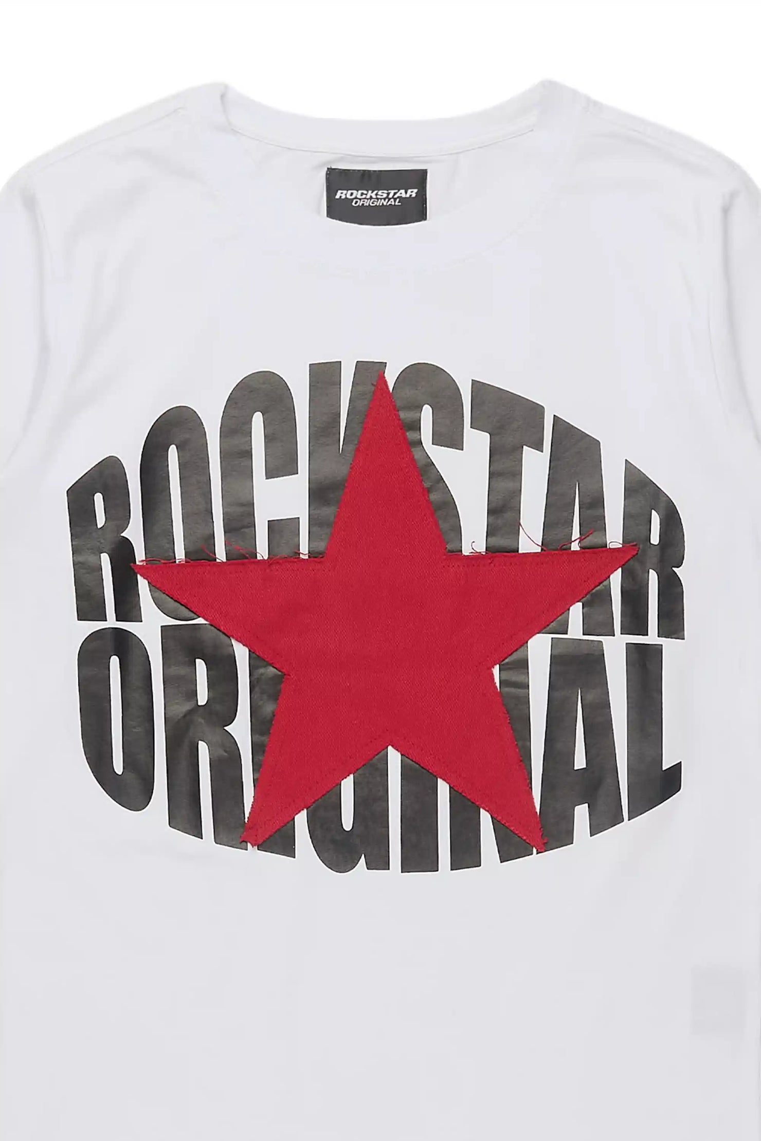 Boys State L/S White/Red Graphic T-Shirt with Patch