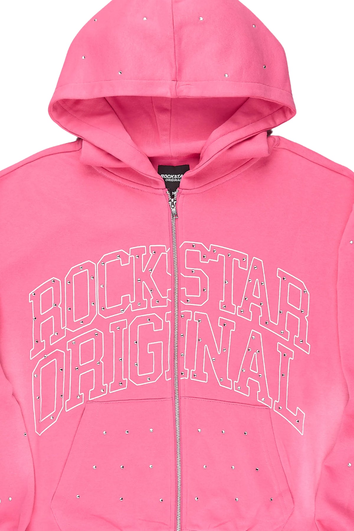 Alvina Pink Rhinestone Zip Up Hoodie