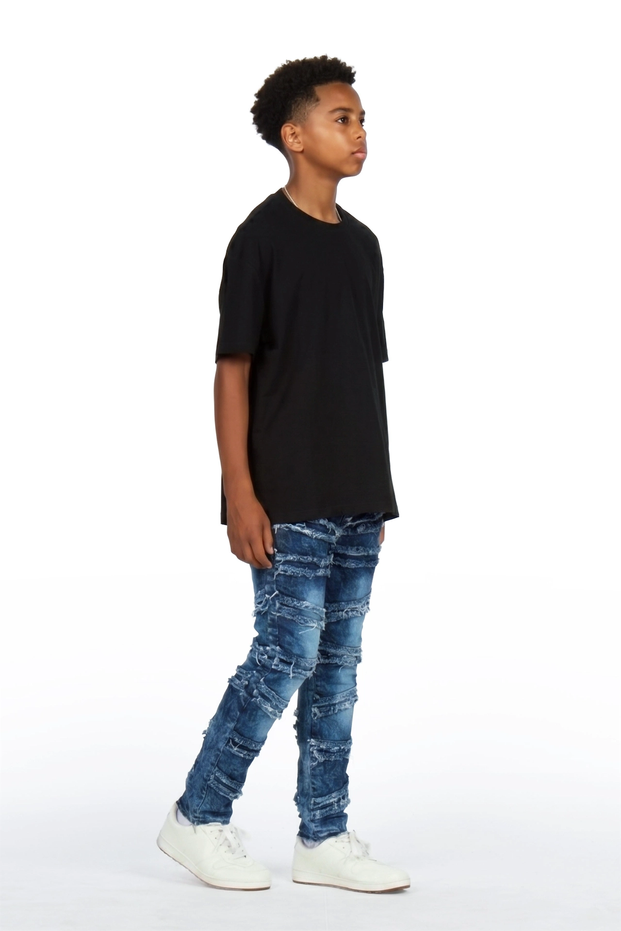 Boys Eli Blue Frayed Slim Jean
