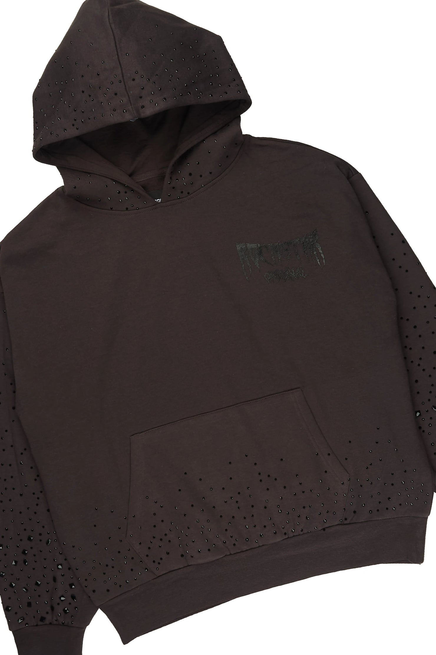 Twinkle Iron/Black Rhinestone Hoodie Relaxed Track Set