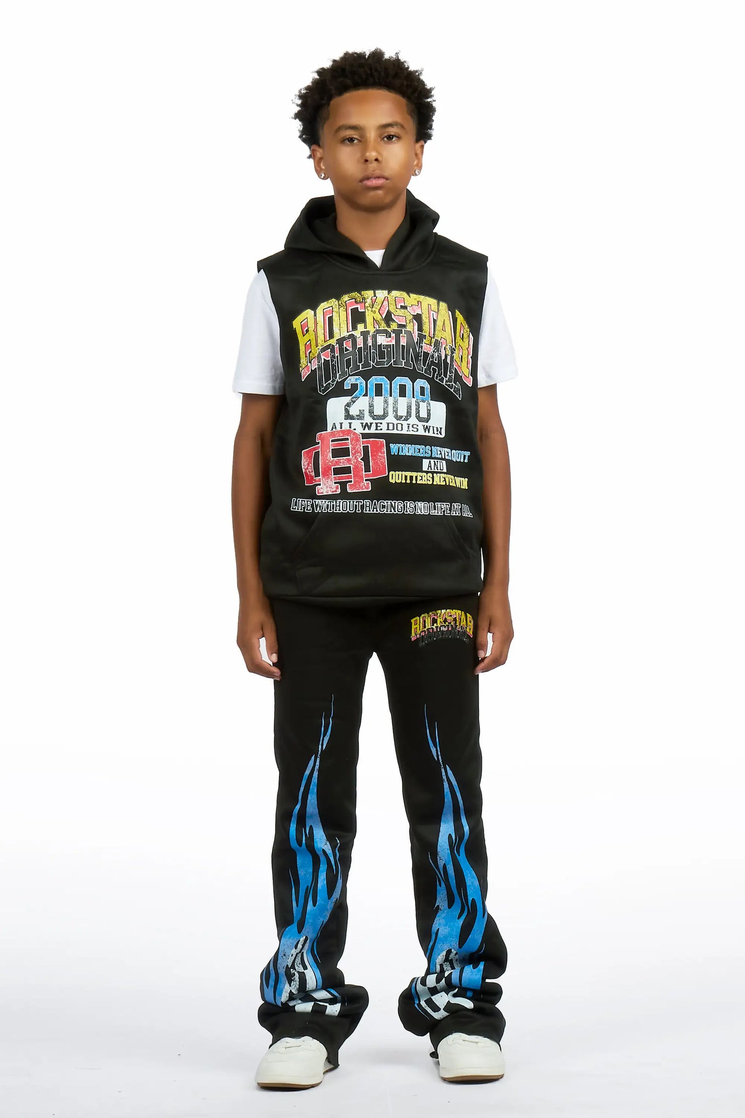 Boys Colorful Black/Multi Cut Off Stacked 3 Pc Set