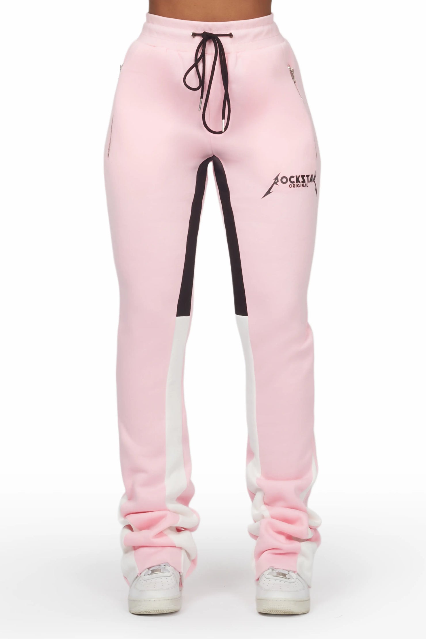 Emery Pink Stacked Flare Track Pant