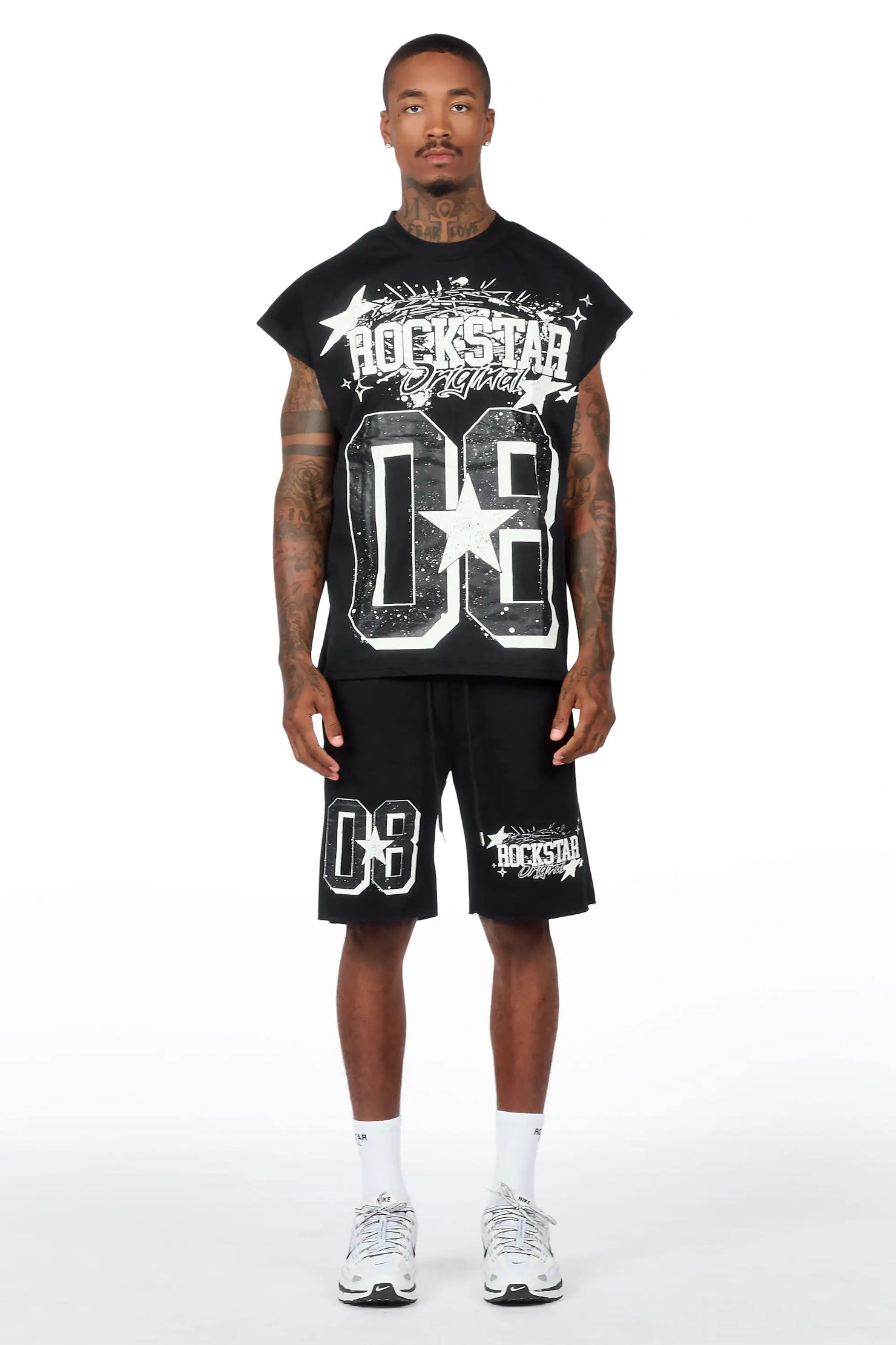 Allstar Cut Sleeve Black/White T-Shirt Short Set