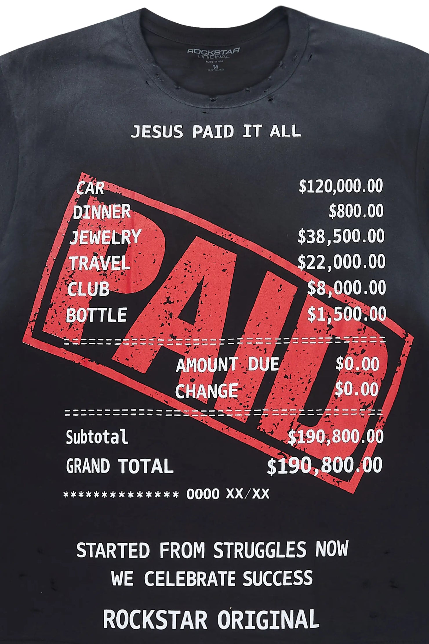 Paid Black Oversized Graphic T-Shirt