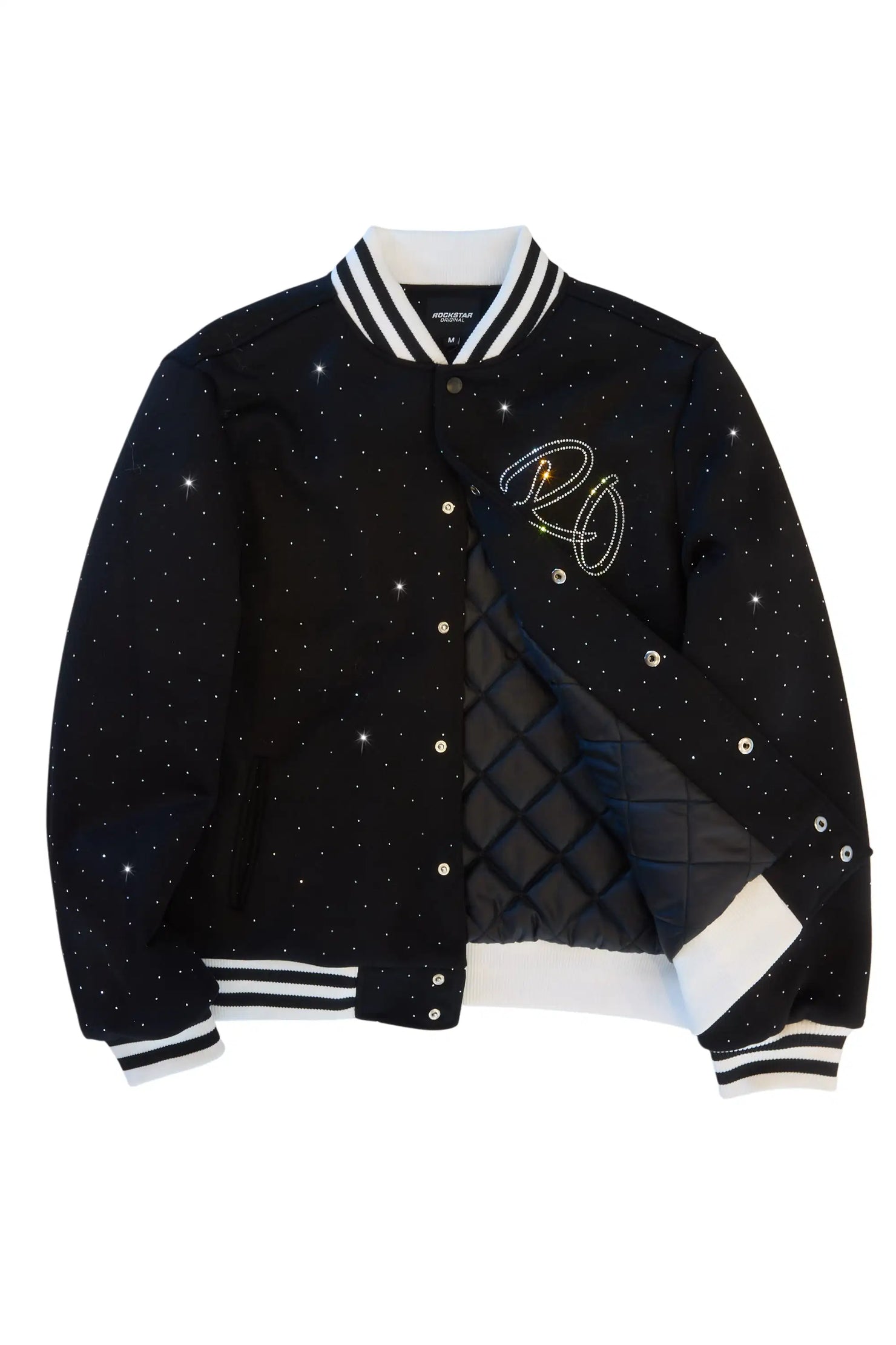 Alonza Black Rhinestone Varsity Jacket