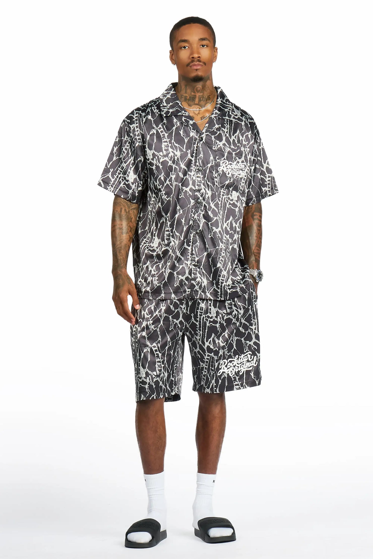 Princeton Black Button Down Shirt/Short Set