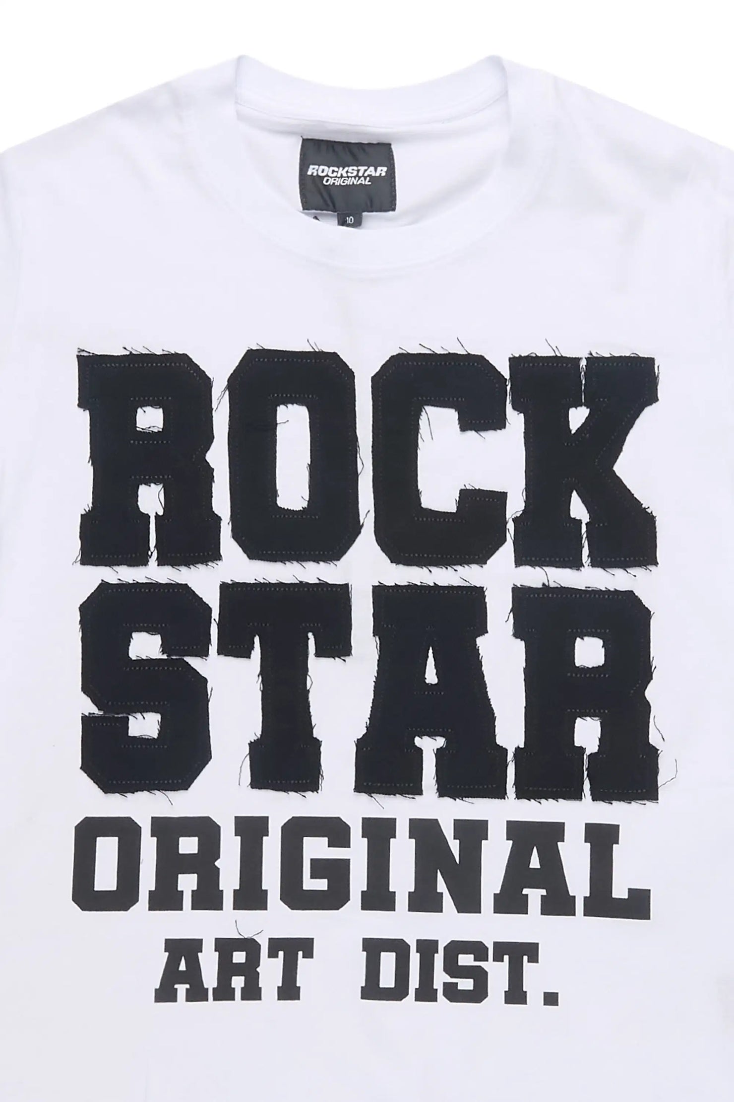 Boys Yulian White Patch Stitched Graphic T-Shirt