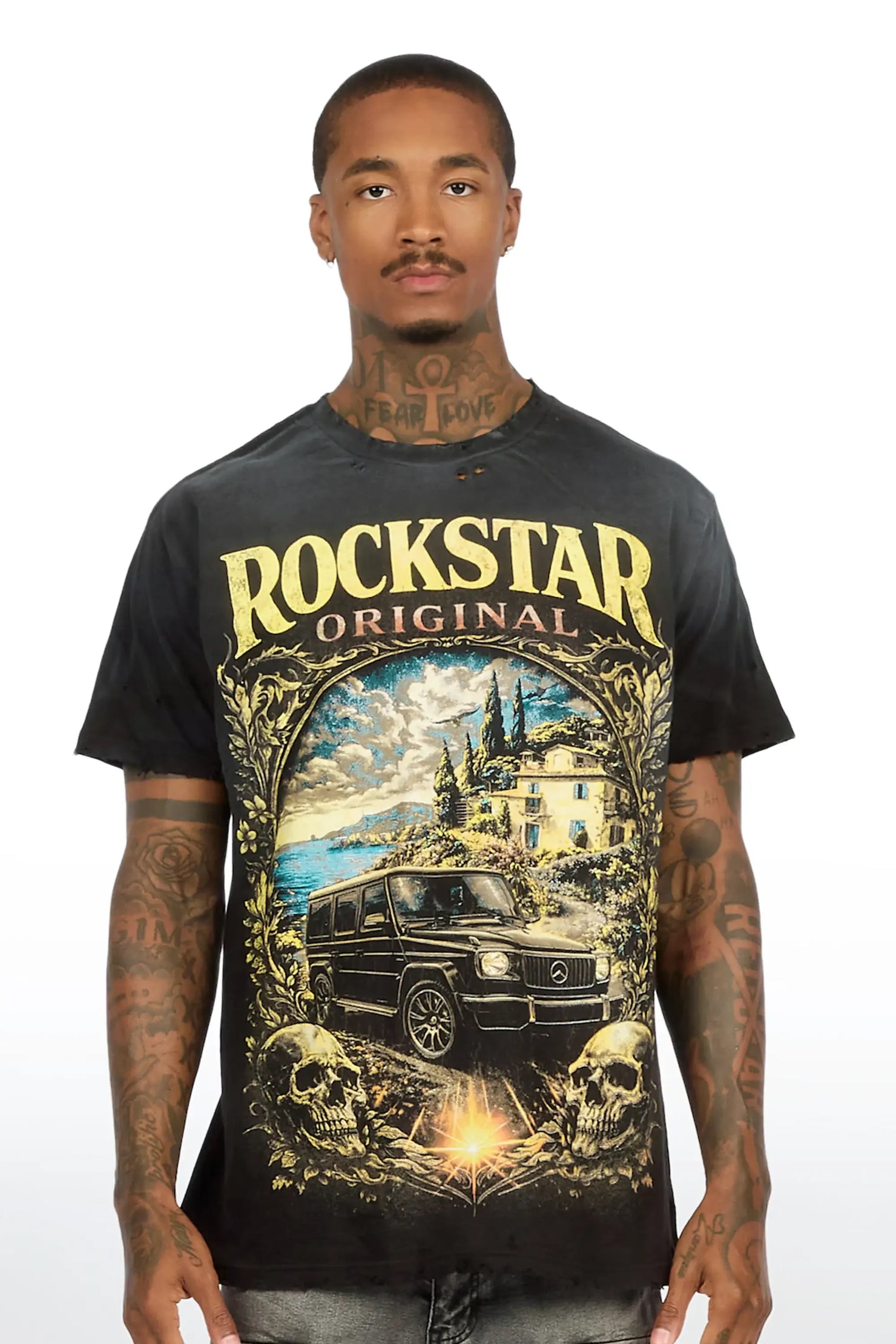 Stovall Black Oversized Graphic T-Shirt