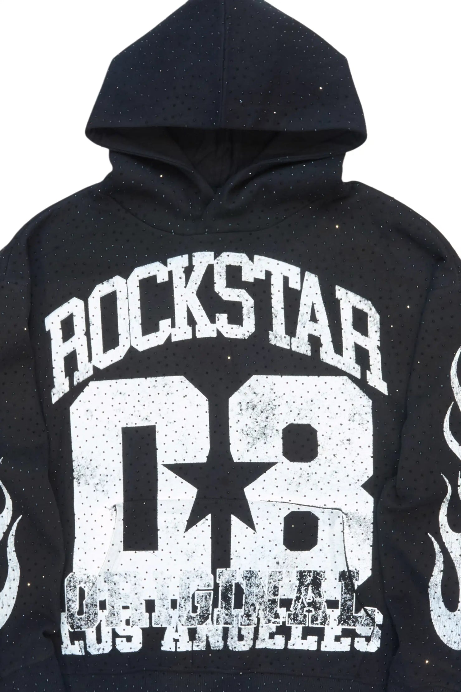 Flamur Black Rhinestone Oversized Hoodie