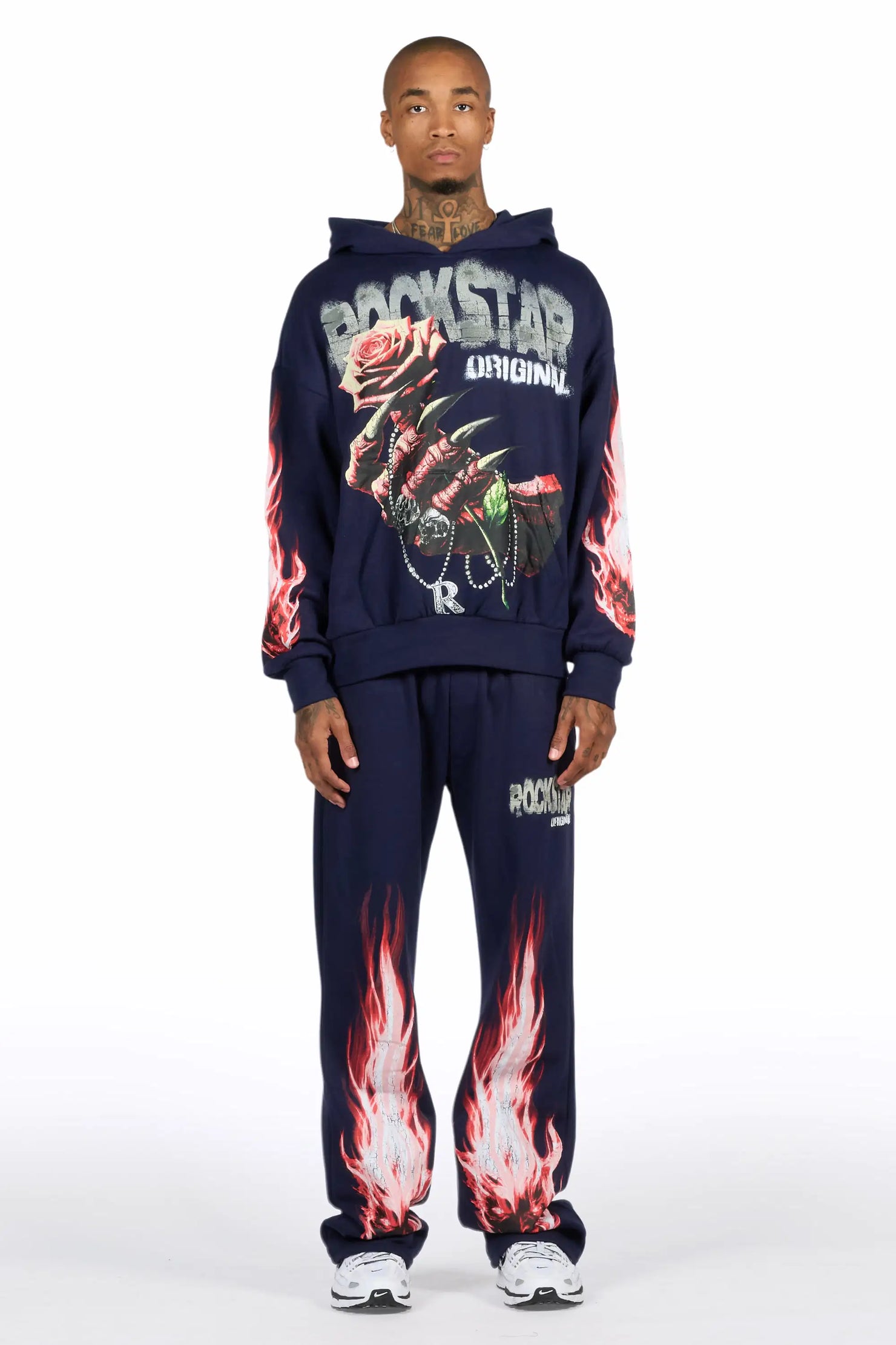 Azyrx Navy Hoodie/Baggy Pant Track Set