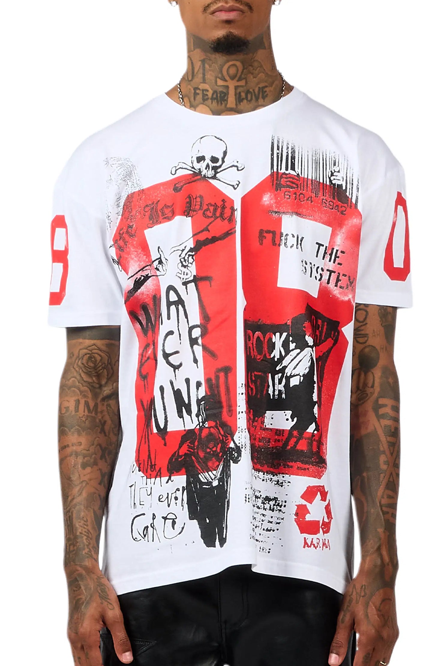 Grill 3.0 White/Red Oversized Graphic T-Shirt