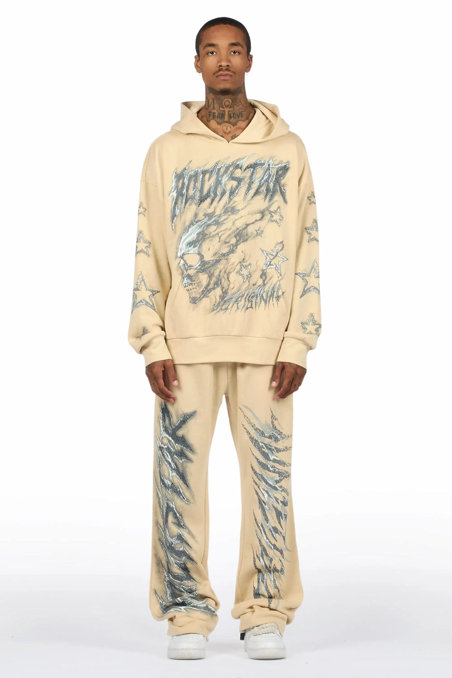 Jantra Beige Hoodie/Baggy Pant Track Set