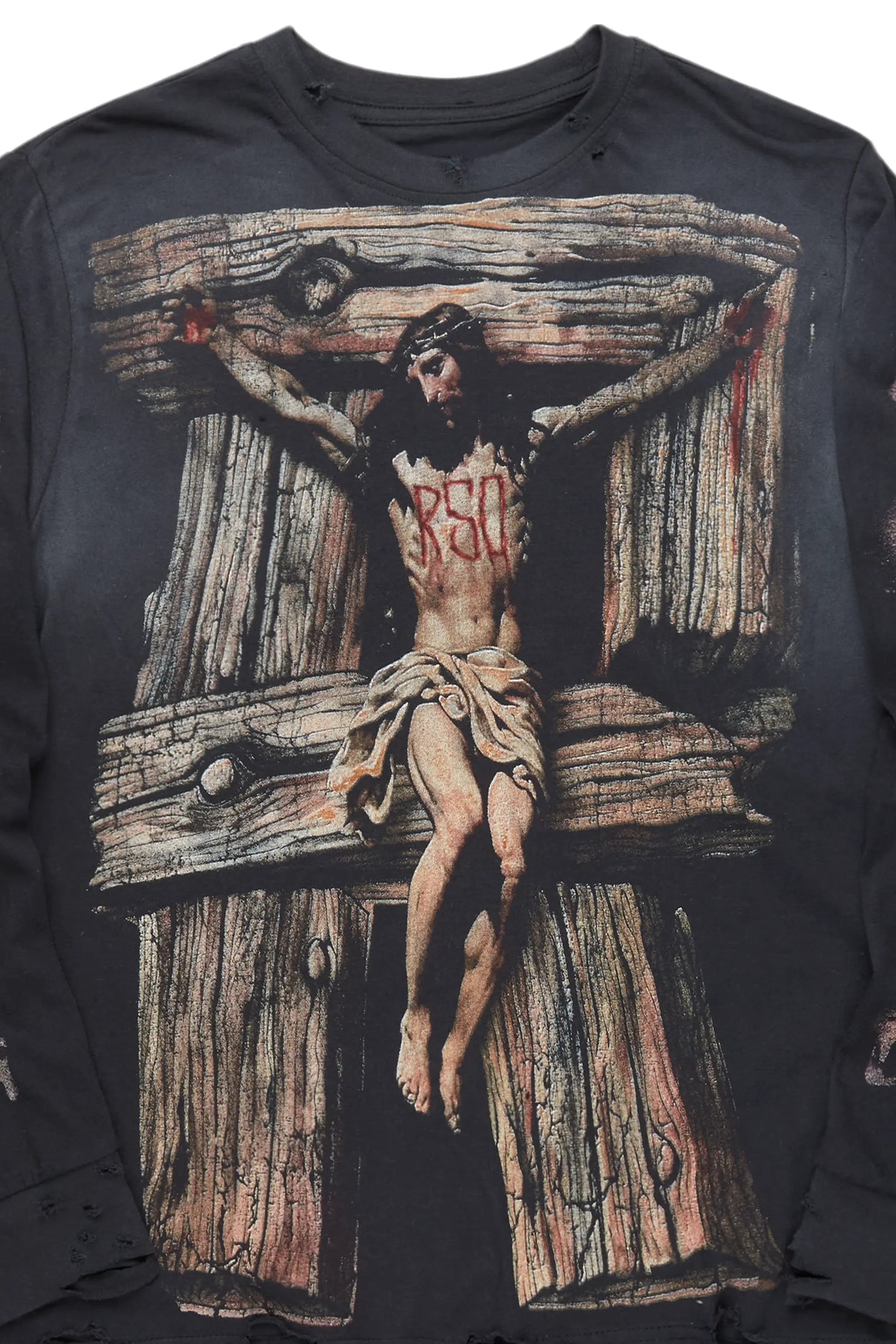 Panos Black Long Sleeve Graphic T-Shirt