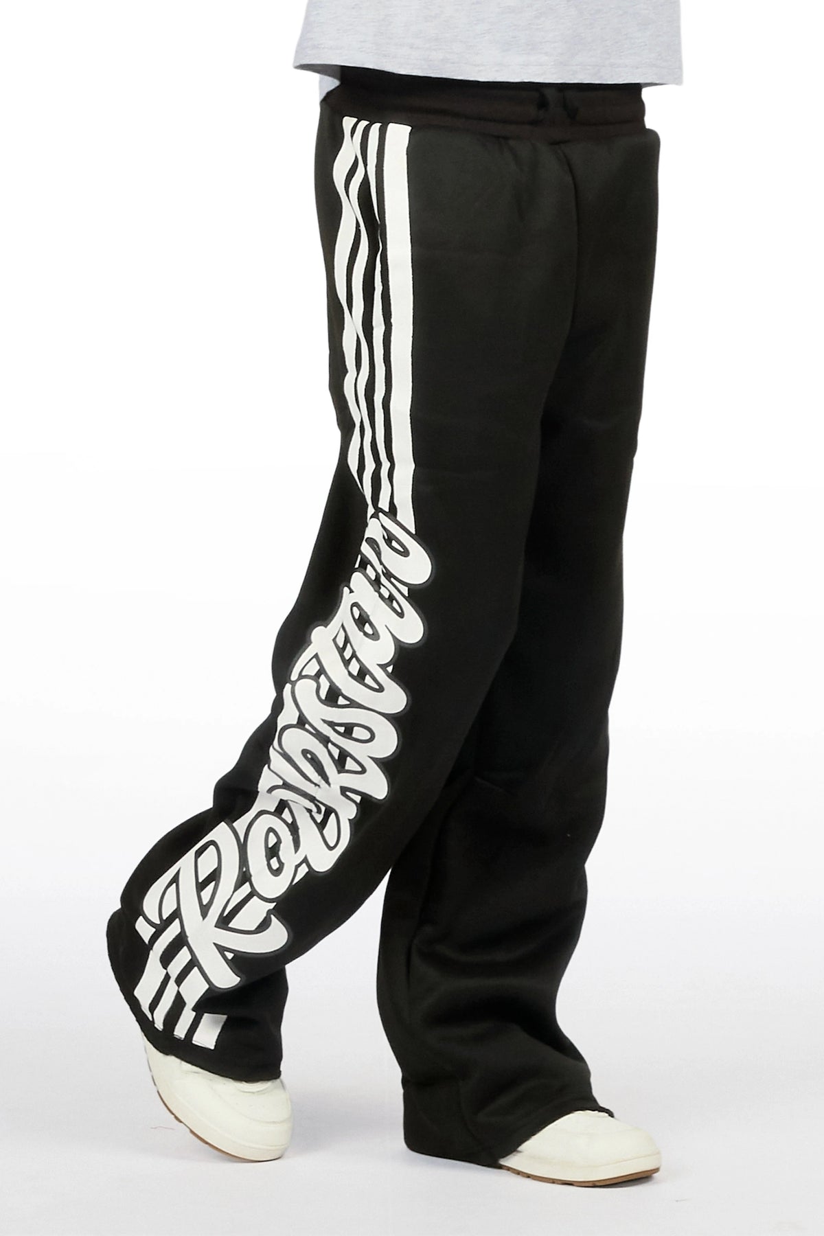 Boys Mozavi Black/White Baggy Track Pant