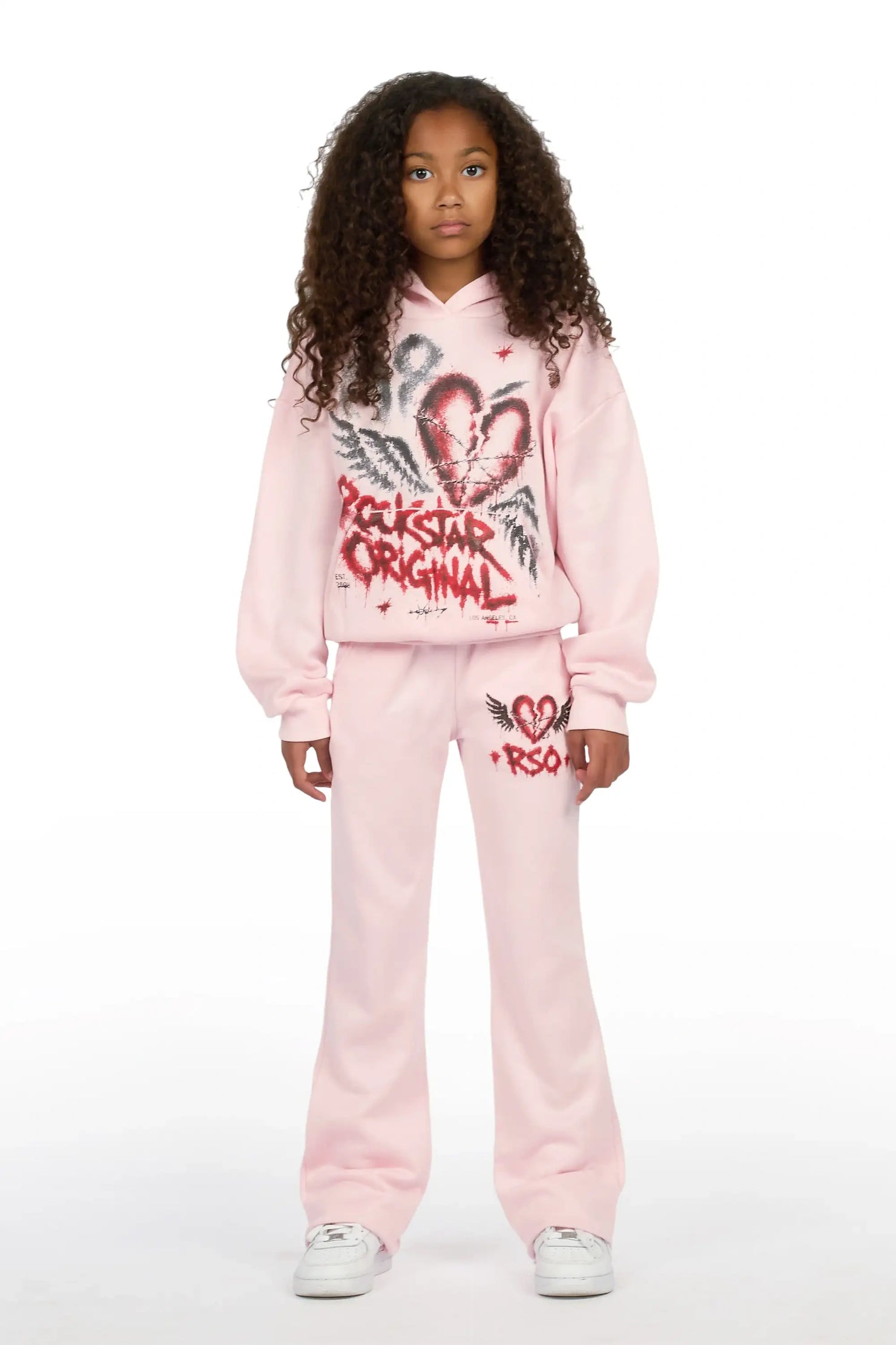 Girls Effigia Light Pink Hoodie Track Set