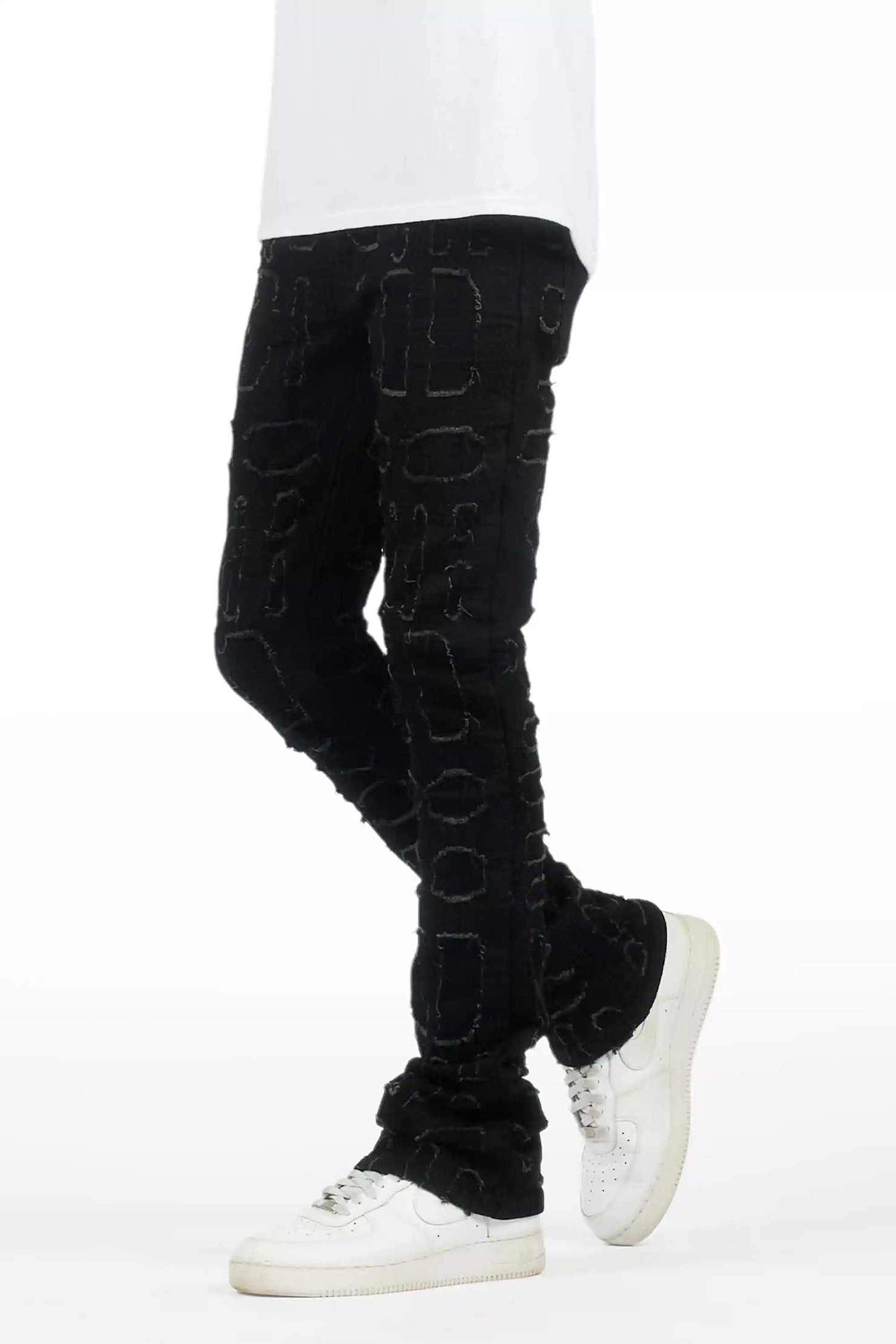 Gribo Black Stacked Flare Jean