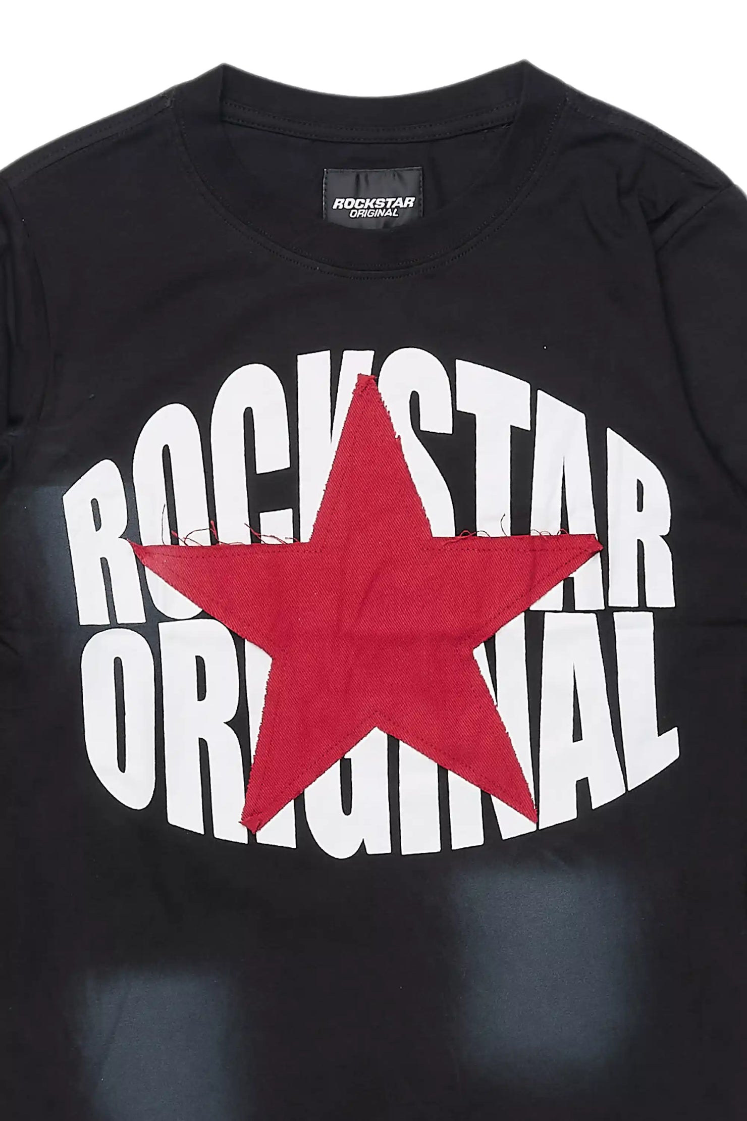 Boys State L/S Black/Red Graphic T-Shirt with Patch