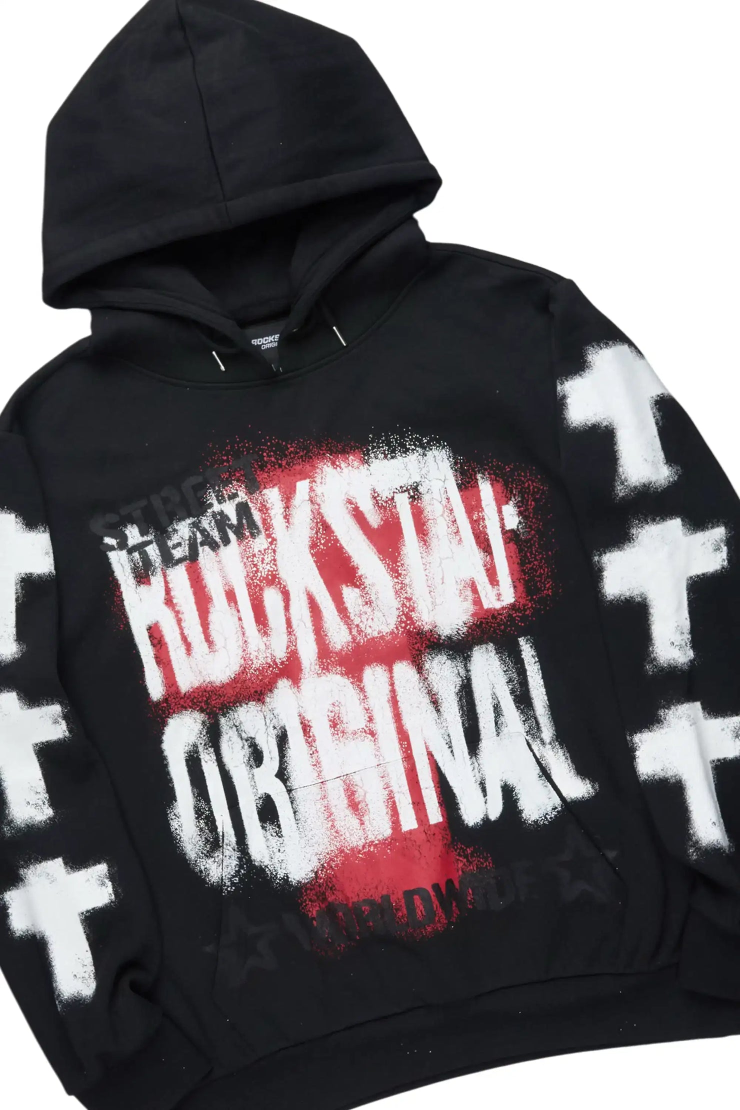 Crest Black Hoodie/Stacked Pant Track Set