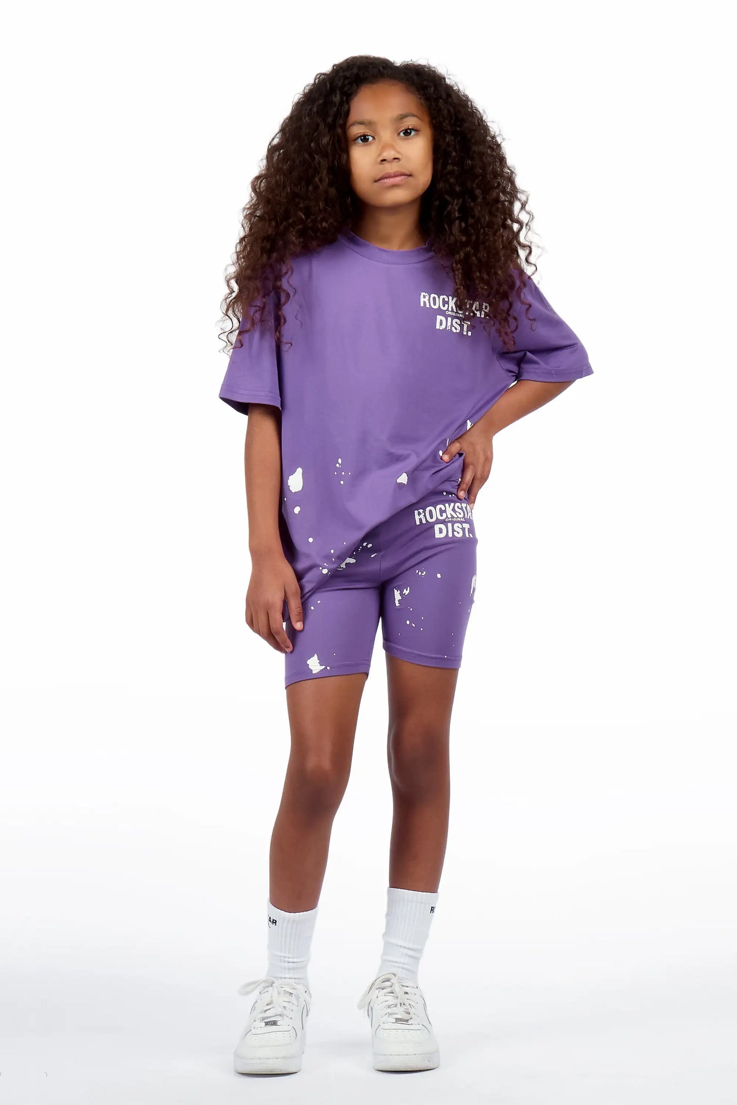 Girls Purple Living For It Short Set