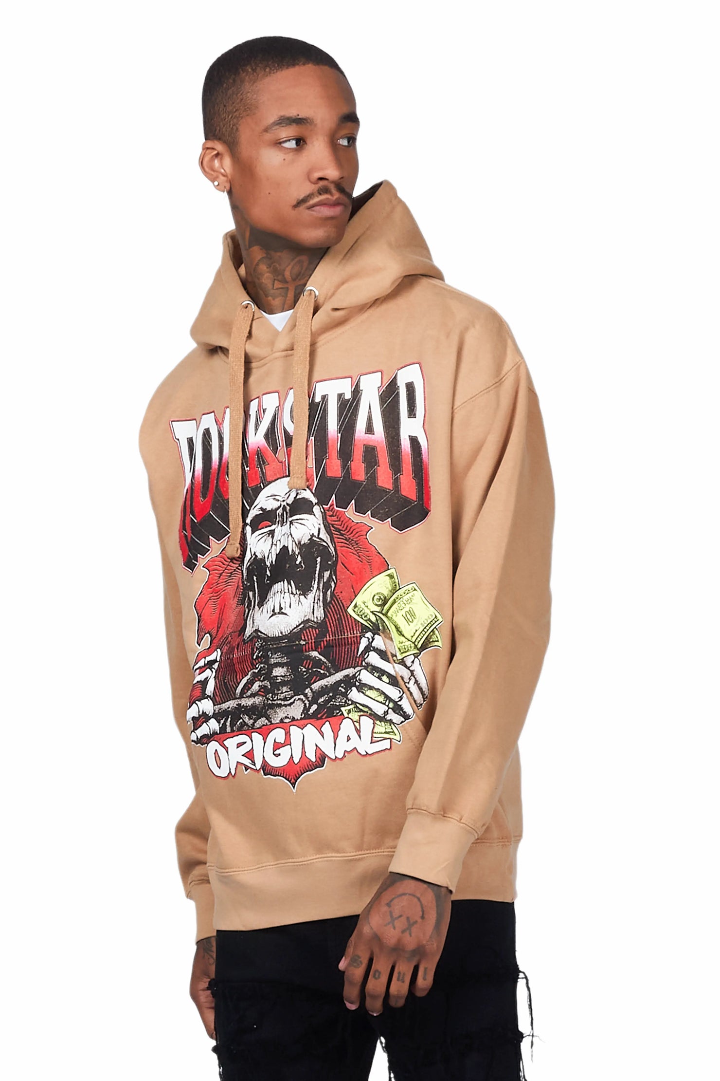 Zytron Beige Graphic Hoodie