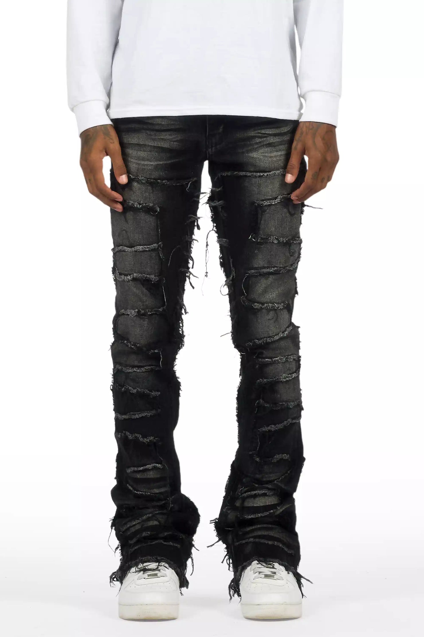 Shake Dark Grey Stacked Flare Jean– Rockstar Original Shake Dark Grey Stacked Flare Jean– Rockstar Original