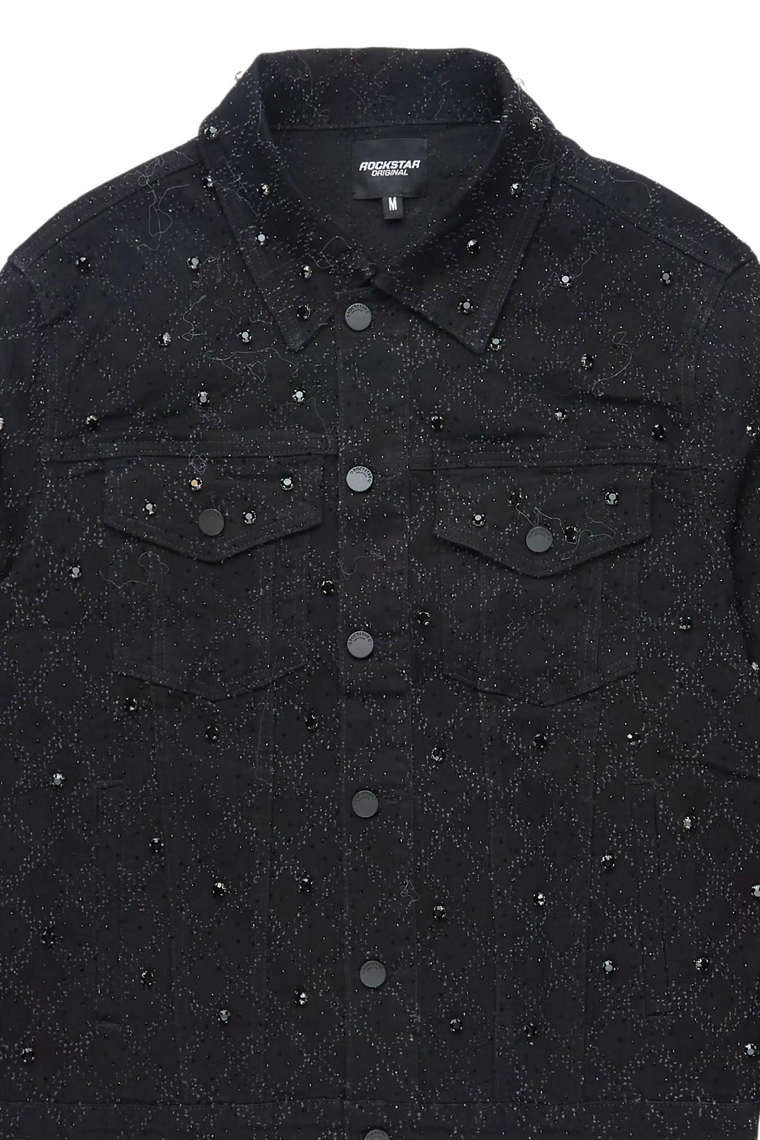 Glit Jet Black Rhinestone Denim Jacket