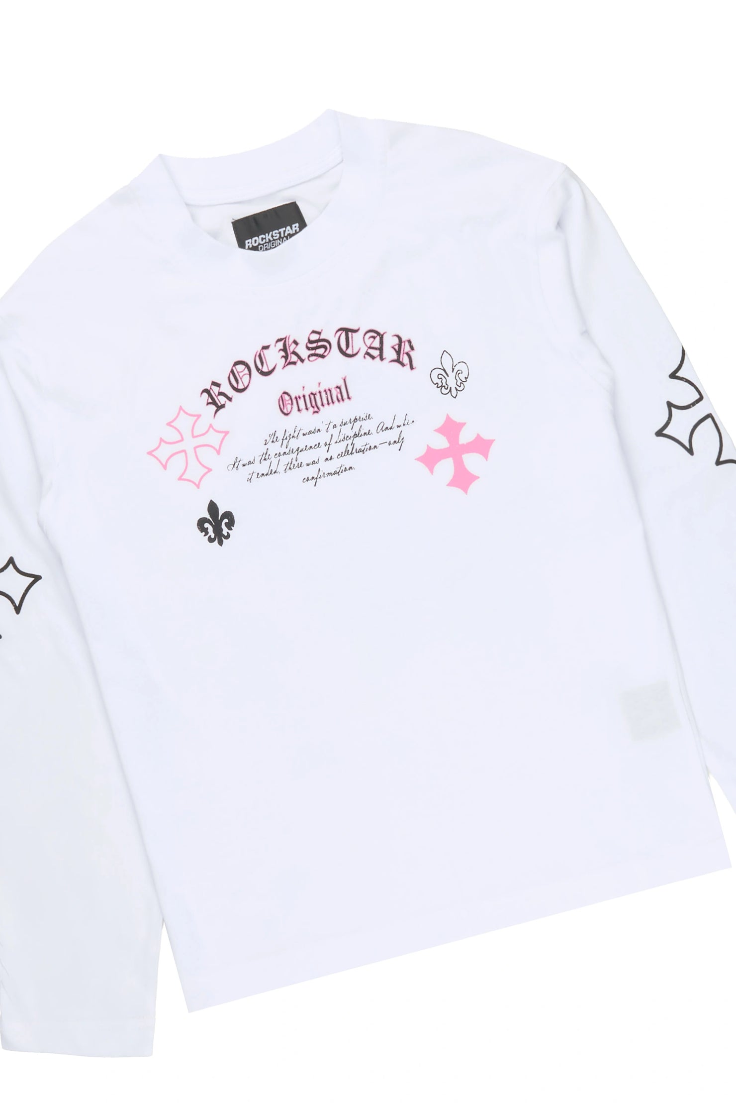 Girls Deshunique White/Pink Long Sleeve T-Shirt Track Set