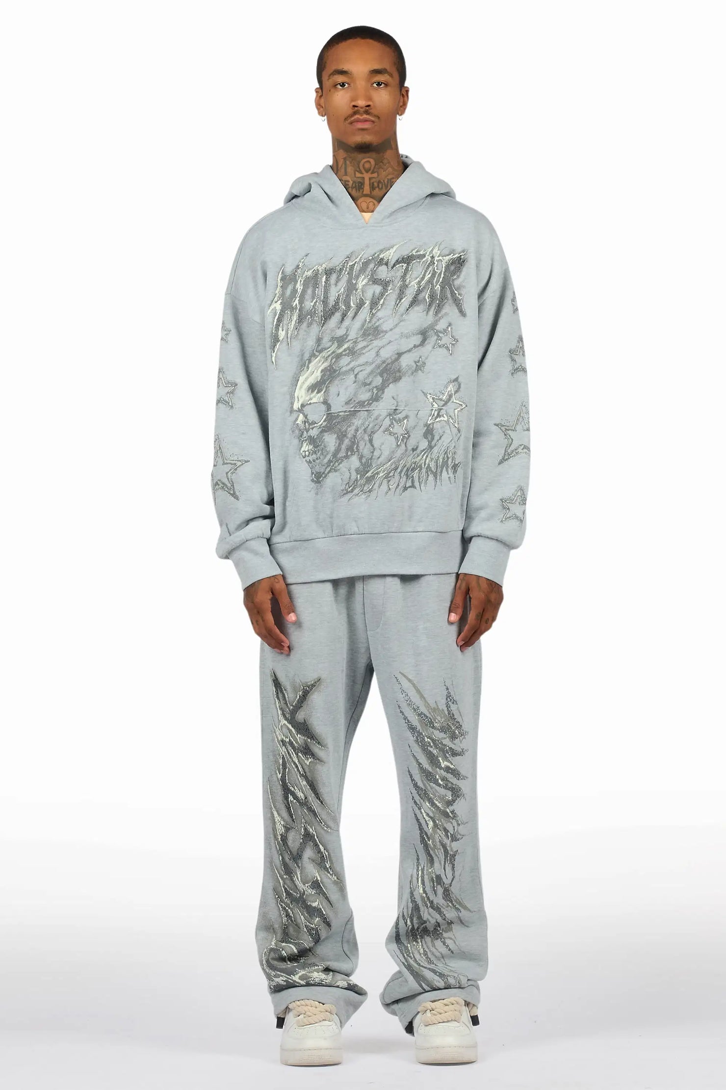 Jantra Heather Grey Hoodie/Baggy Pant Track Set
