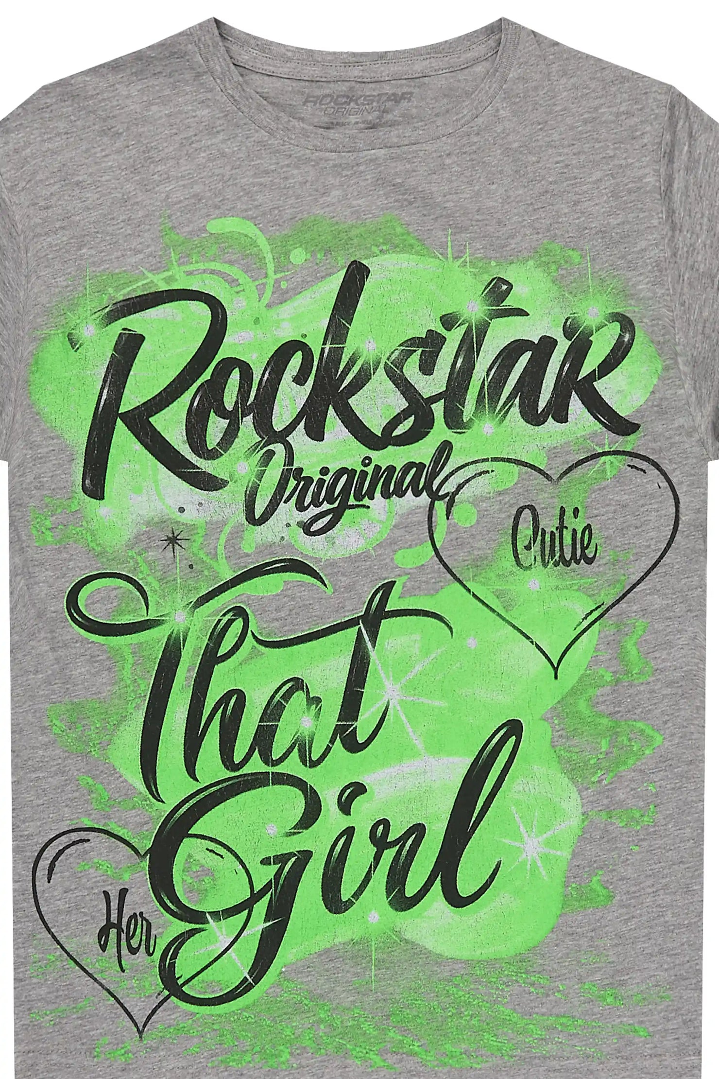 Girls Skye Grey/Emerald Graphic T-Shirt