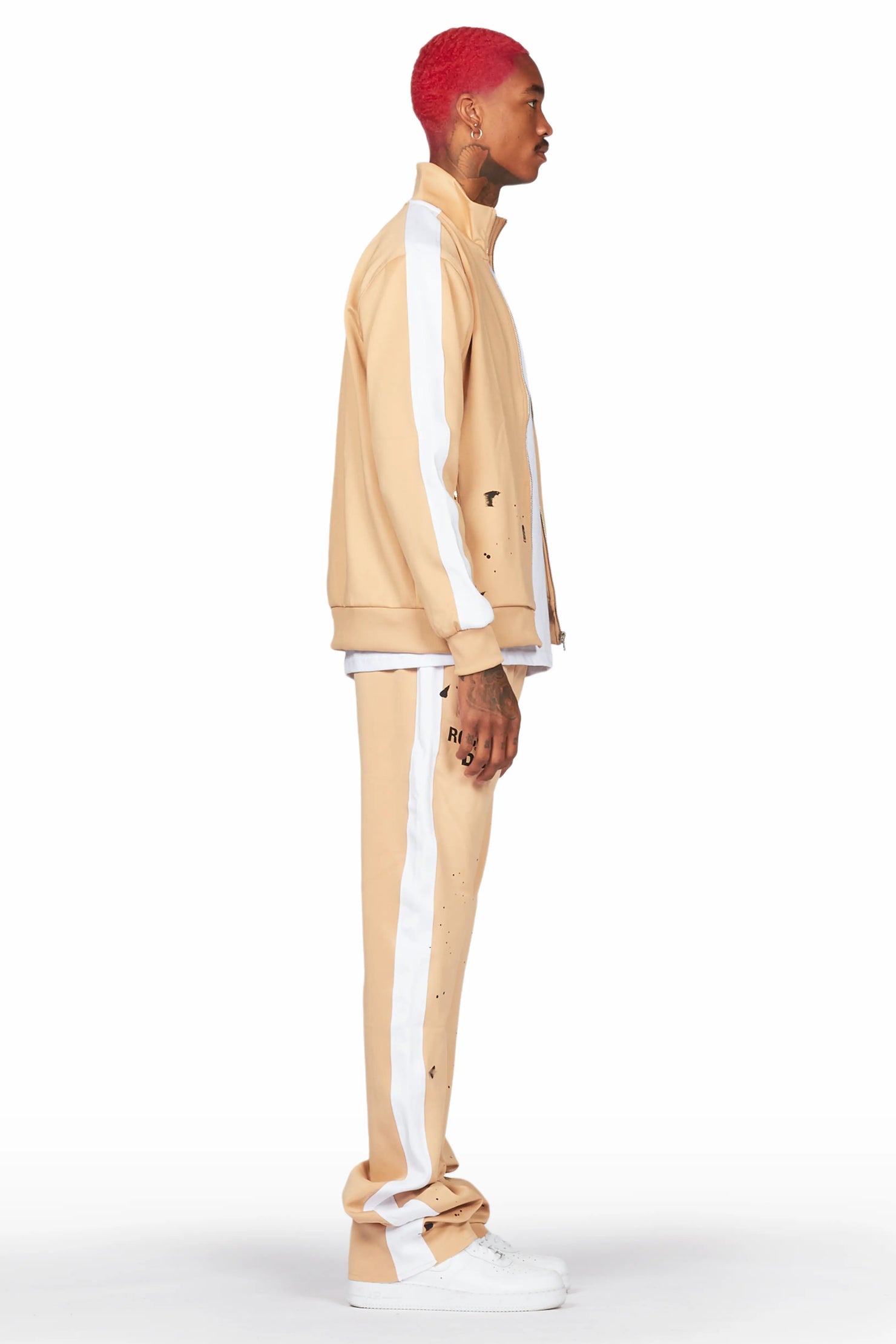 Raffer Beige Super Stacked Tricot Track Set