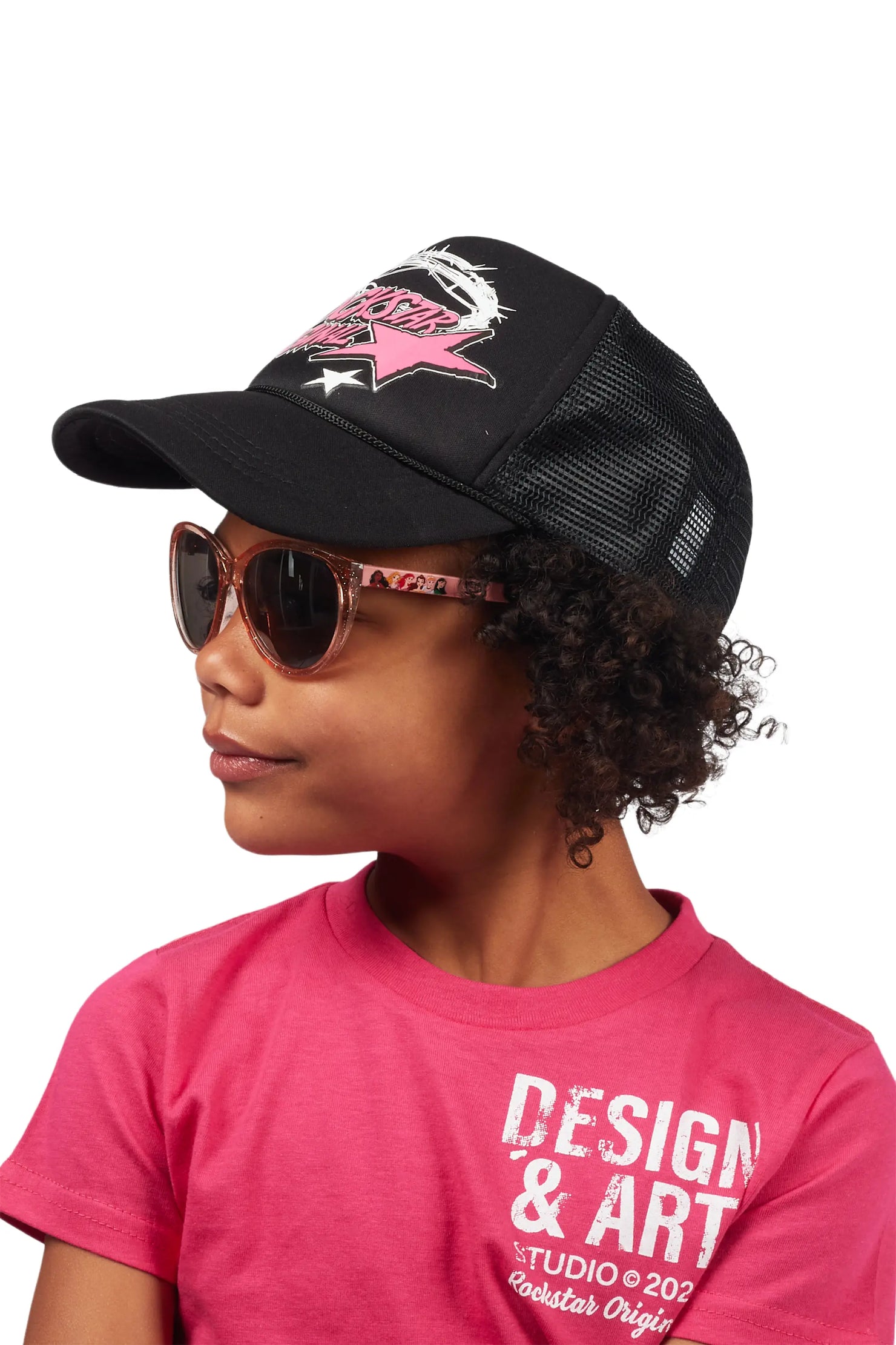 Girls Zabel Black Graphic Trucker Hat