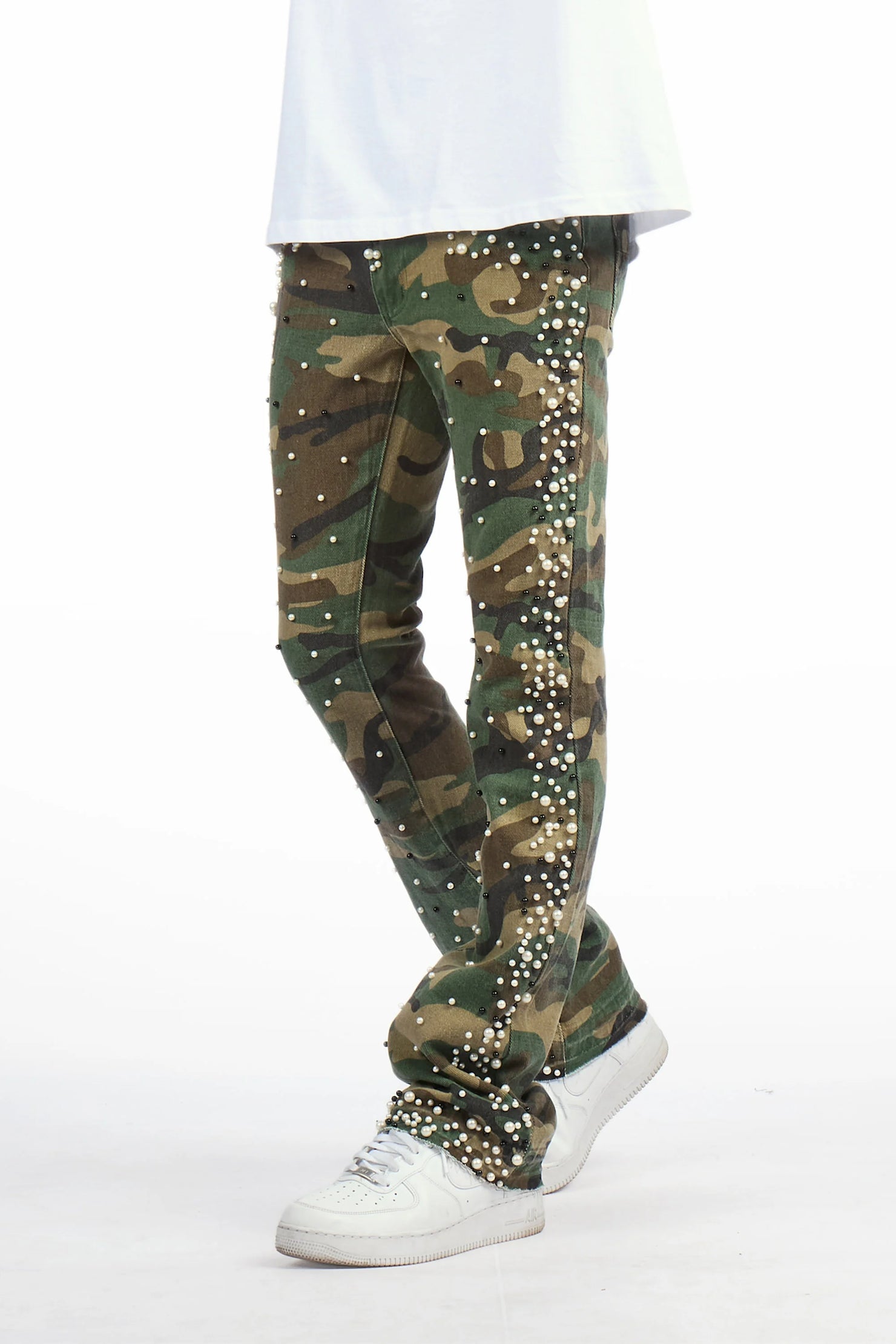 Warren Faded Camo Pearl Stacked Flare Jean