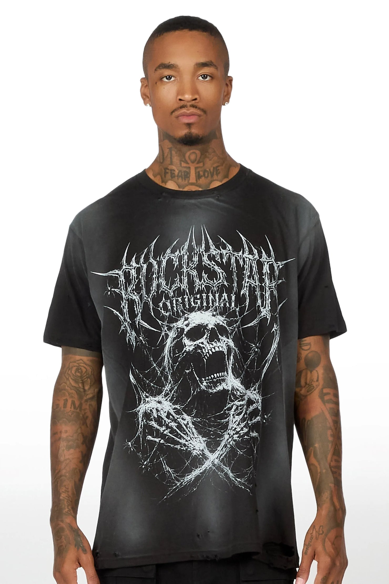 Arachmourn Black Oversized Graphic T-Shirt