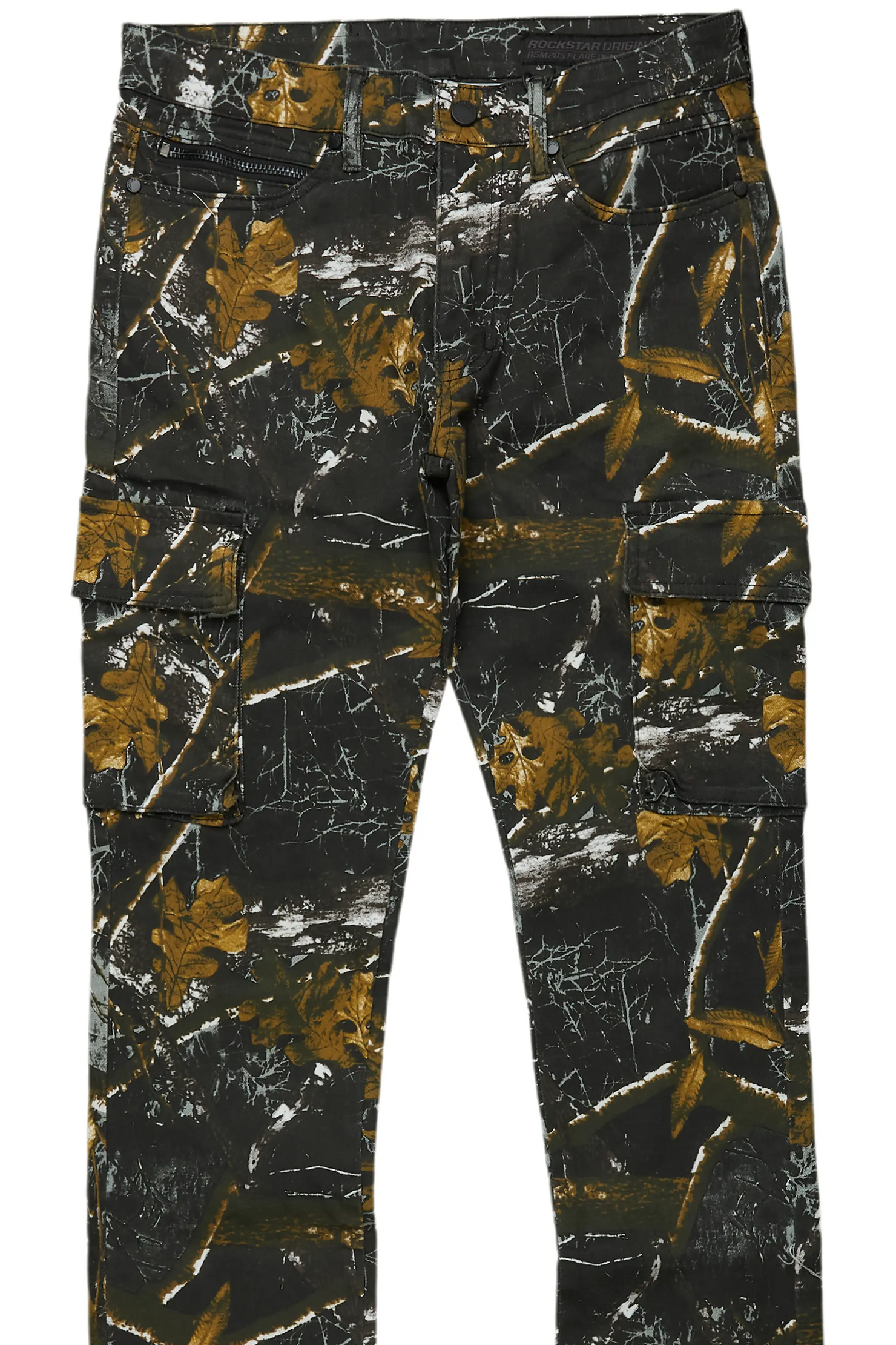 Waage Black Tree Camo Cargo Stacked Flare Jean