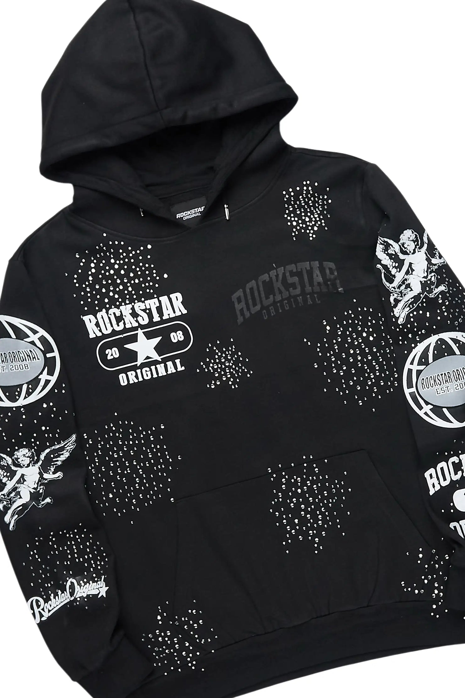 Gutta 2.0 Black Rhinestone Hoodie/Stacked Flare Track Set