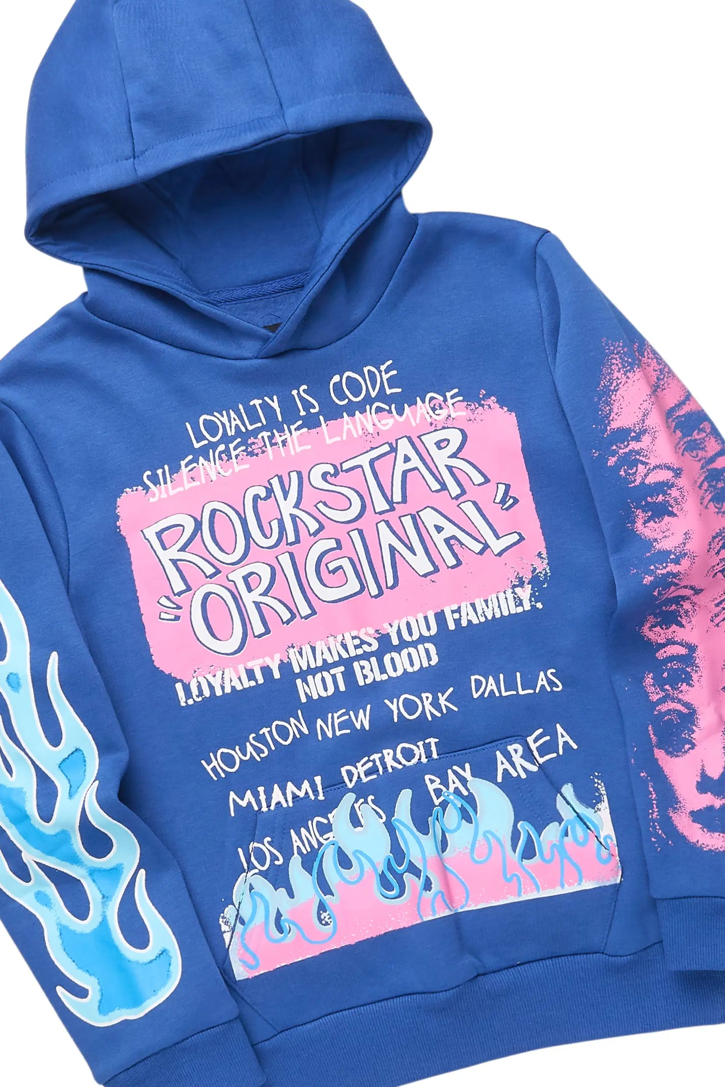 Girls Mercey Royal Hoodie & Gentry Blue Stacked Jean Set