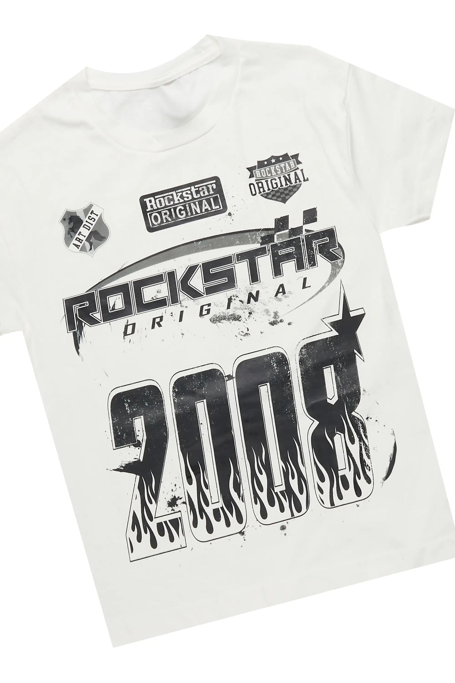 Boys Amos White T-Shirt/Stacked Flare Jean Set