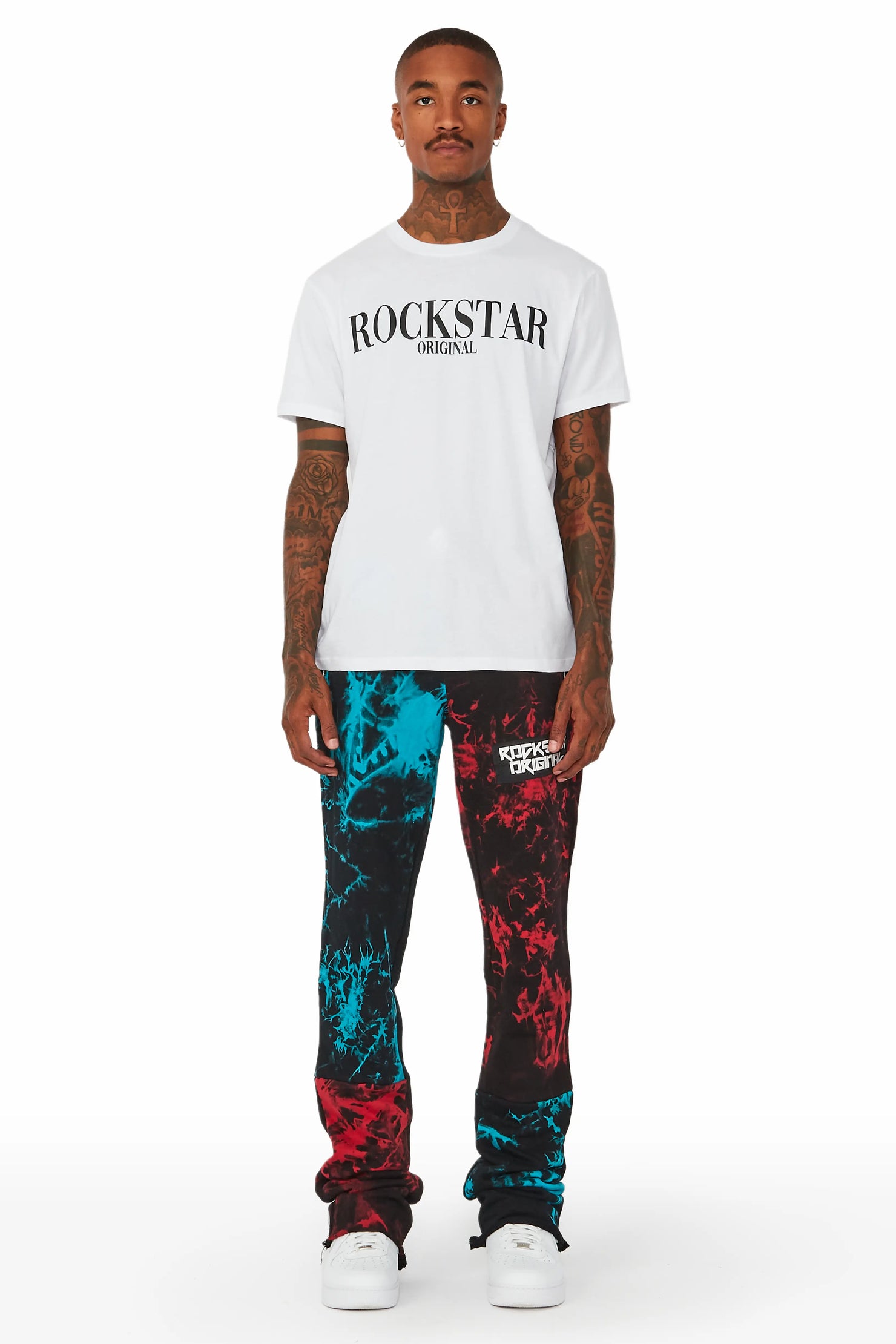 Imogen Blue/Red Super Stacked Flare Track Pant