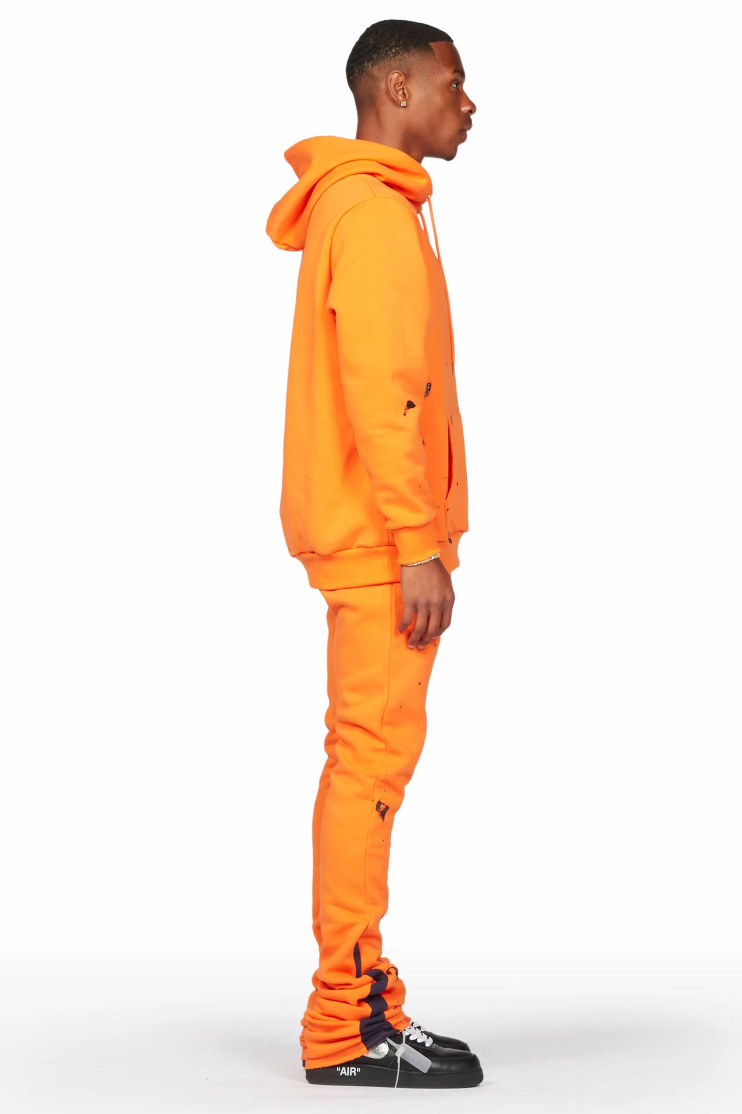 Raffer Orange Hoodie/Super Stacked Flare Pant Set