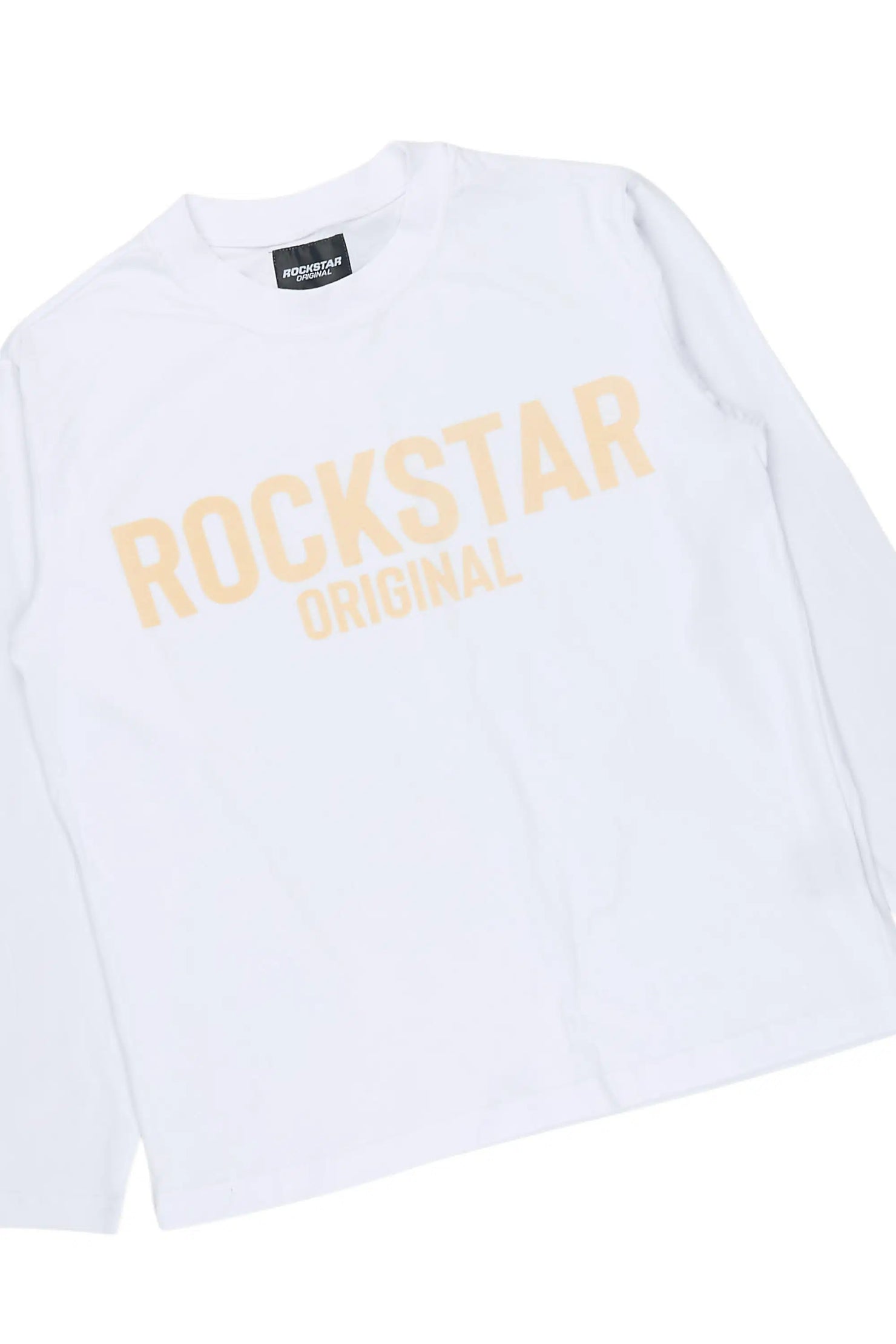 Boys Mikasso White/Beige L/S T-Shirt Jort Set
