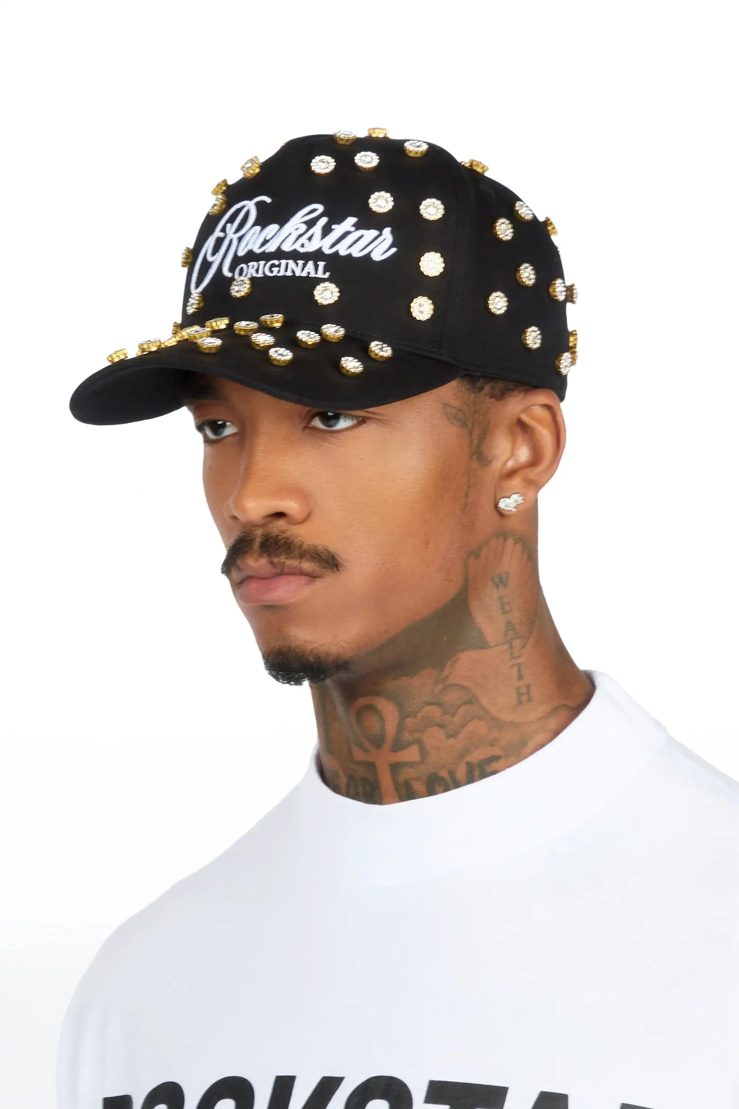 Roma Black Rhinestone Trucker Hat
