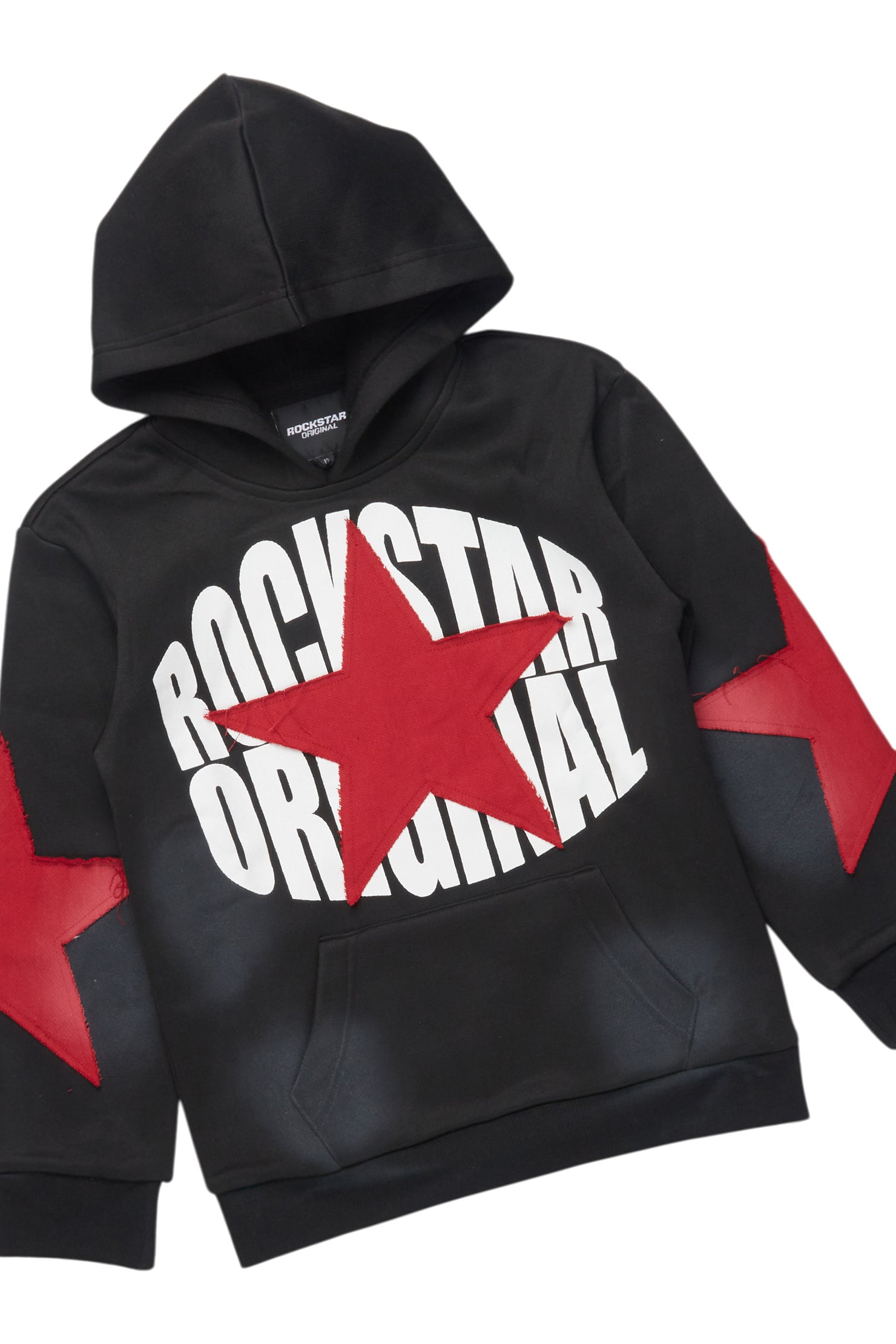 Boys States 2.0  Black/Red Stacked Hoodie Track Set