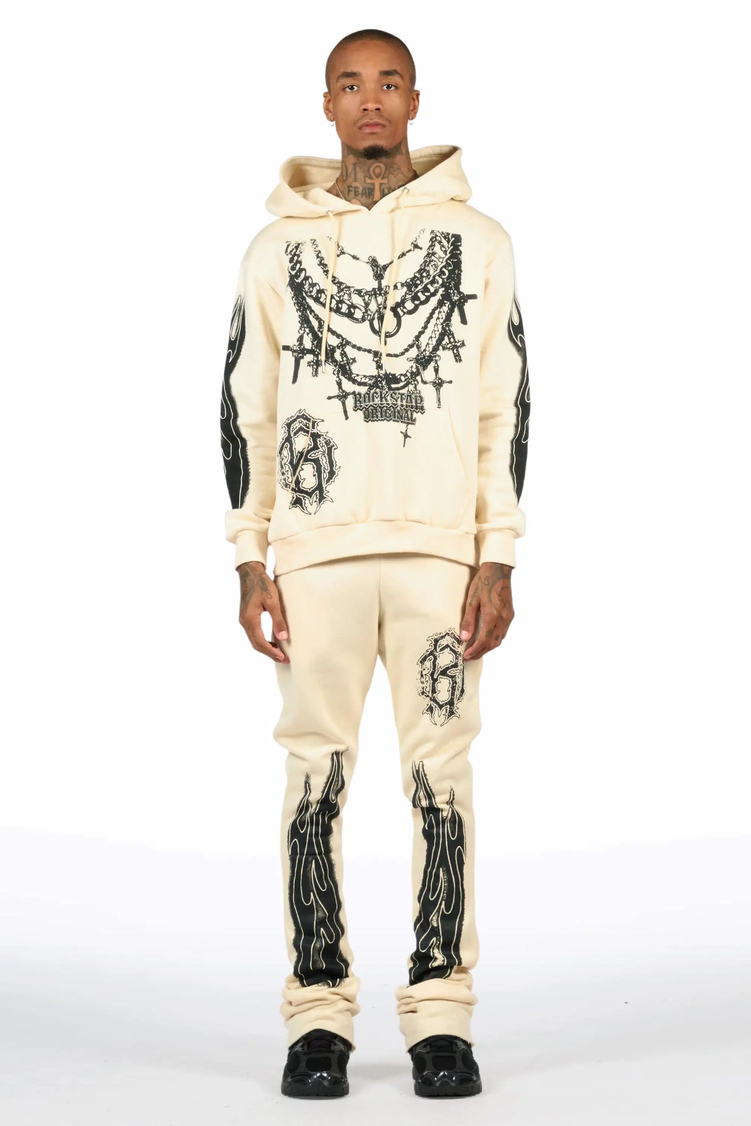 Nyro Beige Hoodie/Stacked Pant Track Set