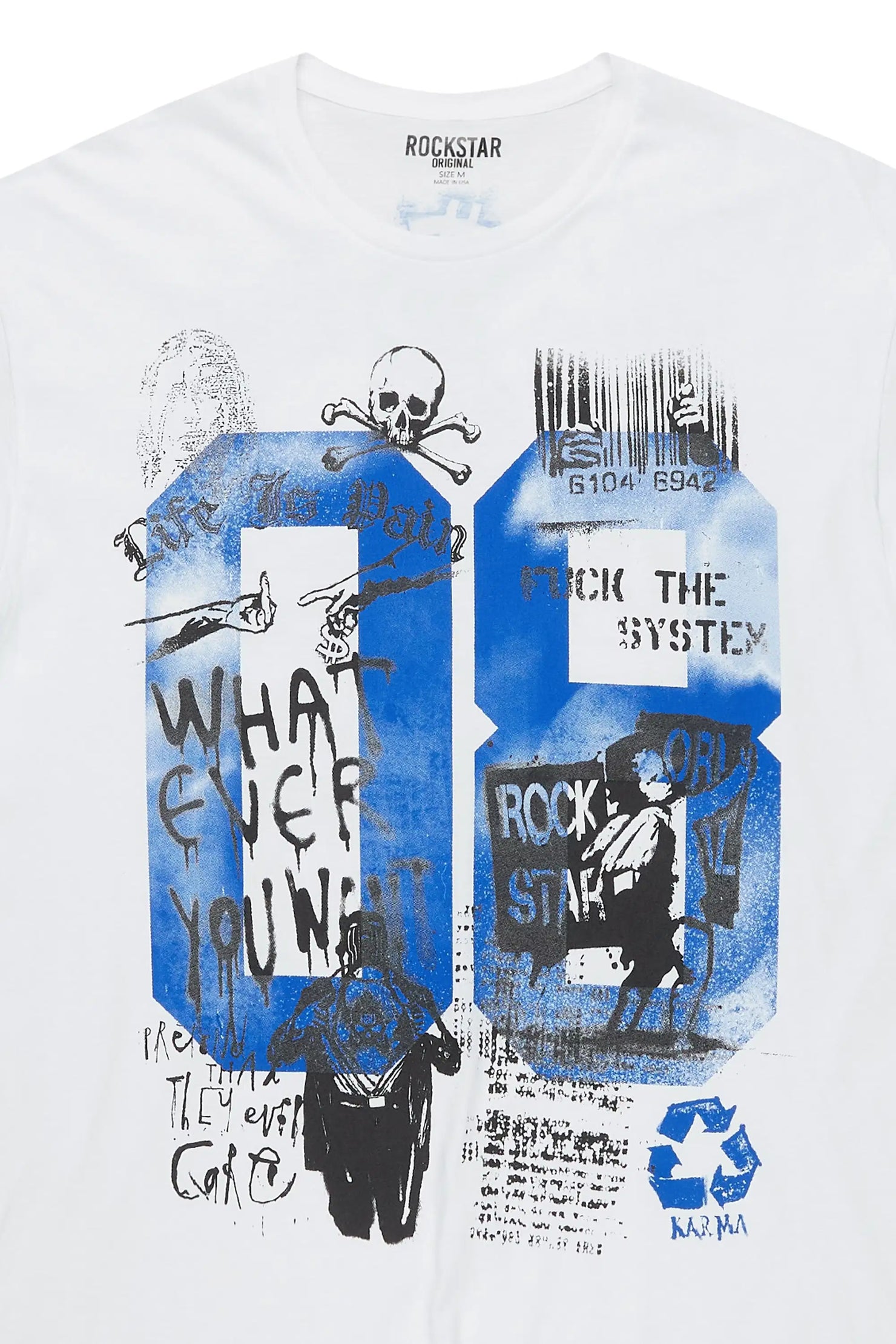 Grill 2.0 White/Blue Oversized Graphic T-Shirt