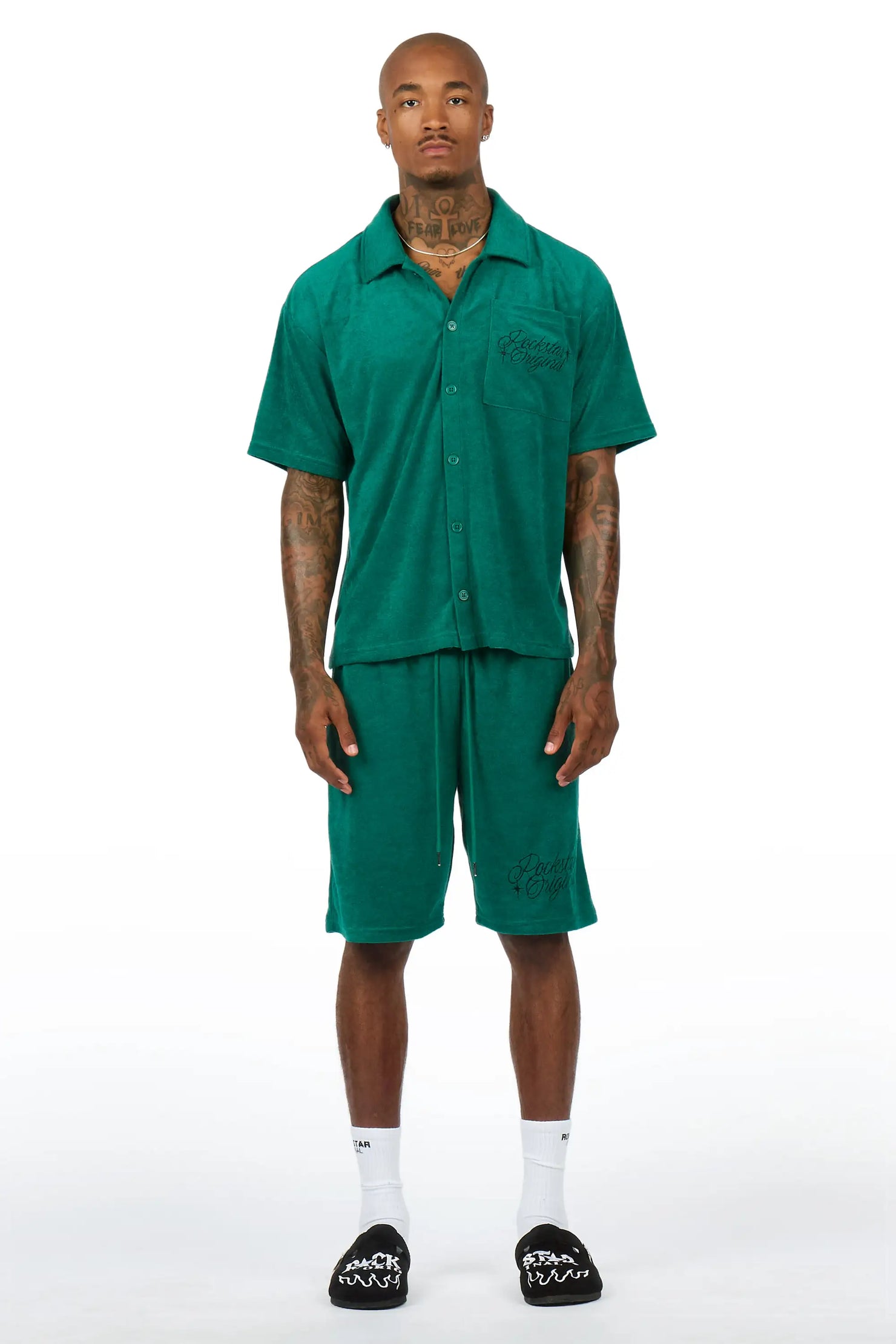 Hirsh Mint Button Down Shirt/Short Set