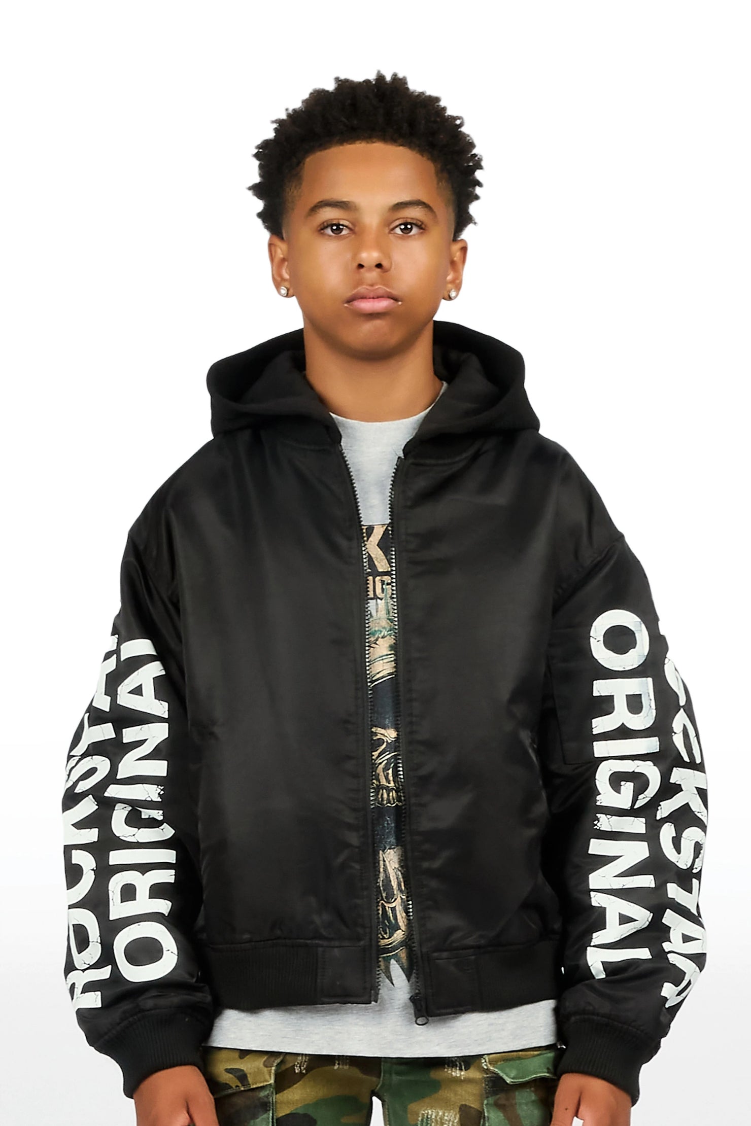 Boys Aldrin Black Bomber Jacket