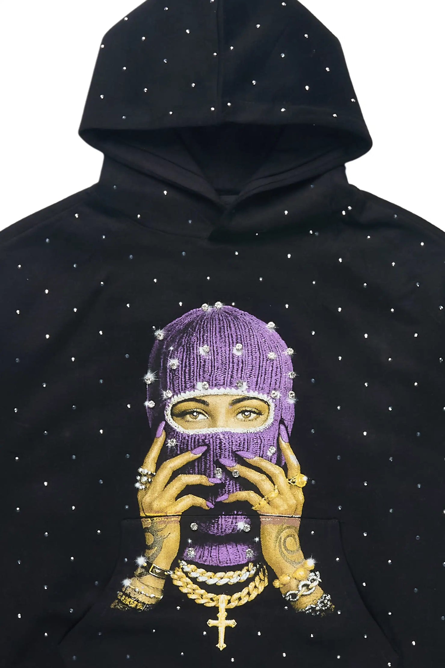 Girls Jayla Black Rhinestone Hoodie