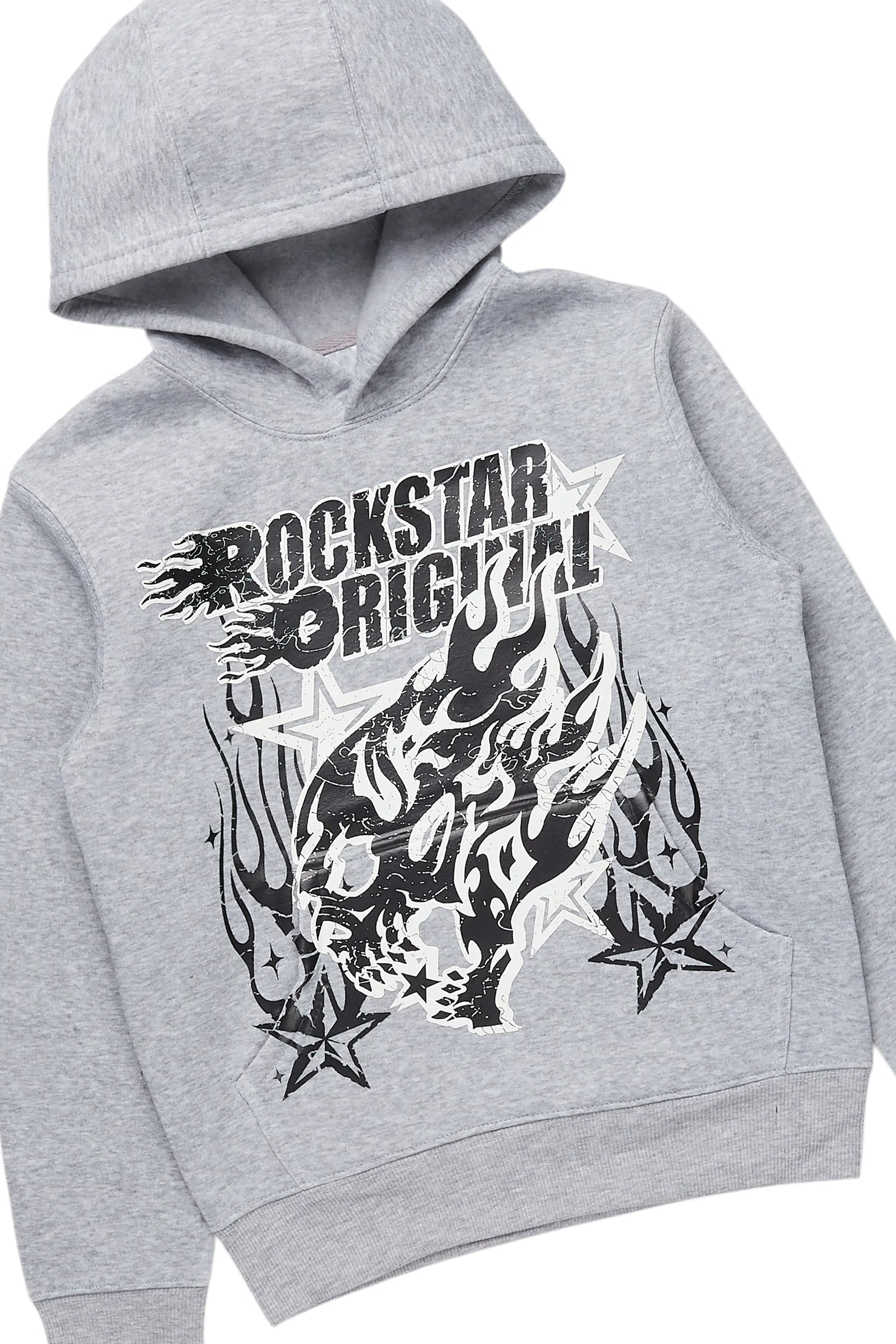 Boys Smitty Grey Hoodie/Stacked Flare Jean Set