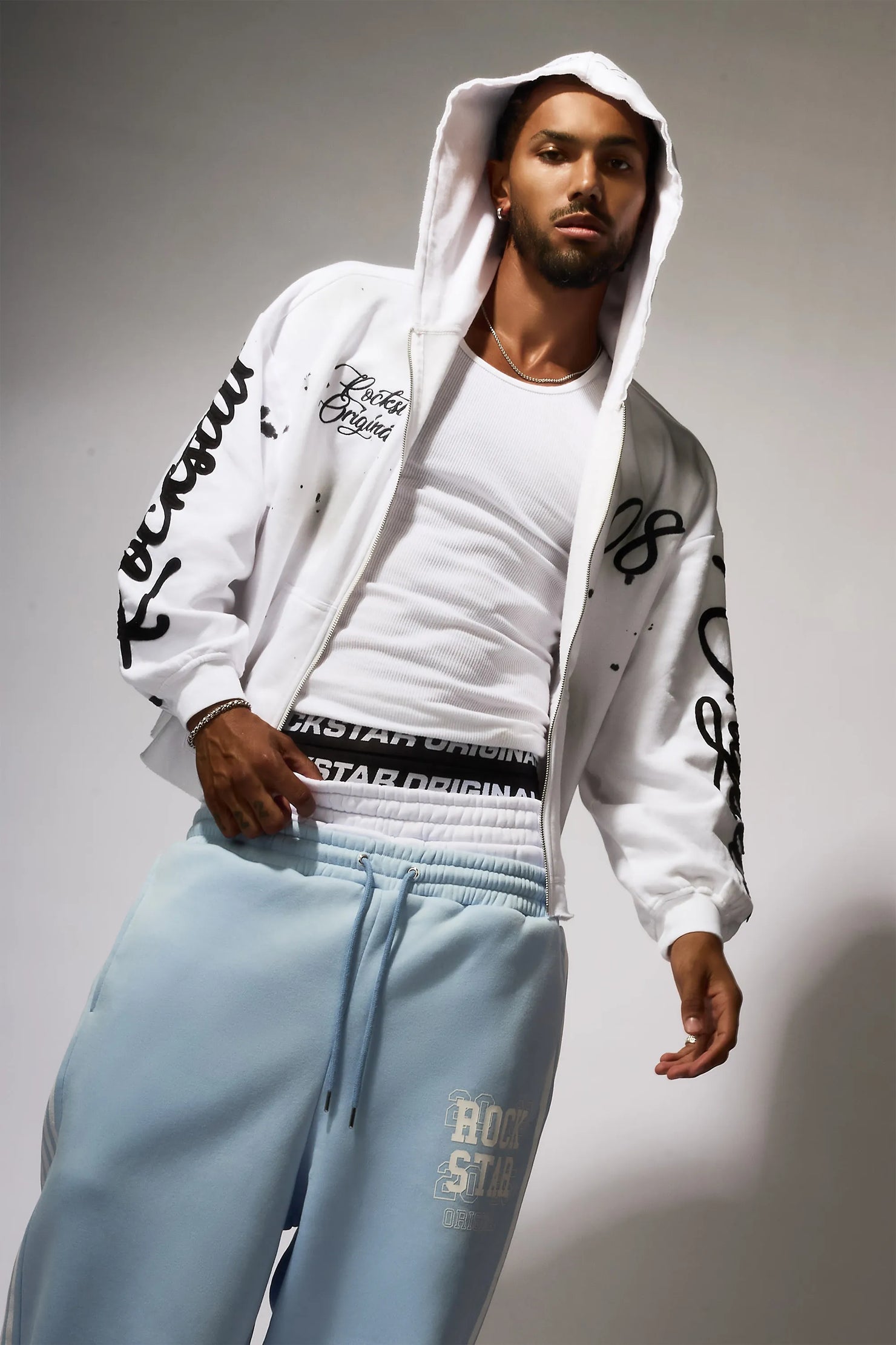 Hanif White Zip Up Hoodie