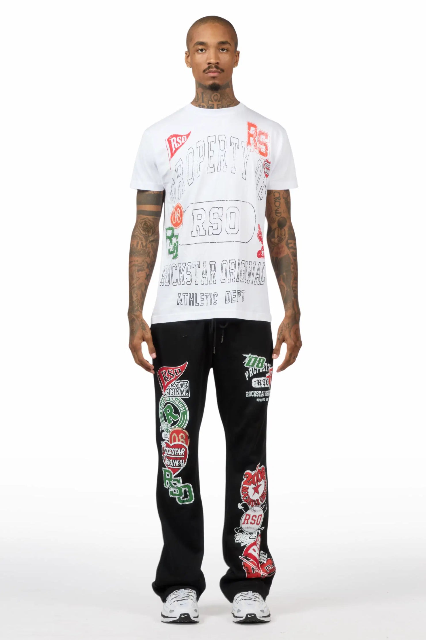 Syrix White/Multi T-Shirt/Relaxed Track Set